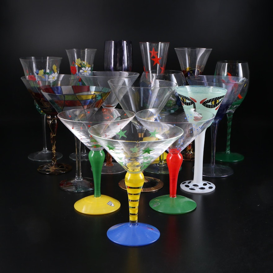 Orrefors "Clown", Kosta Boda and Other Hand Decorated Stemware