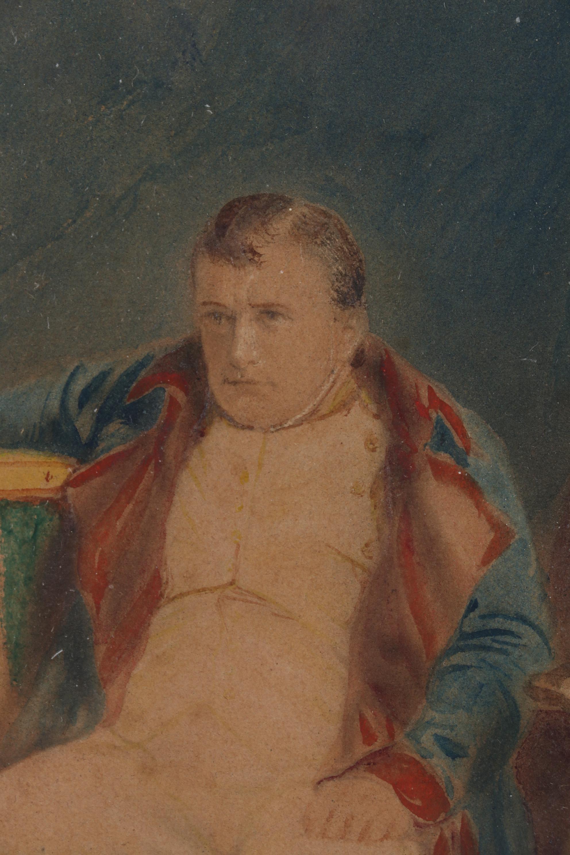 Miniature Watercolor Painting after Paul Delaroche "Napoleon I at Fontainebleau"