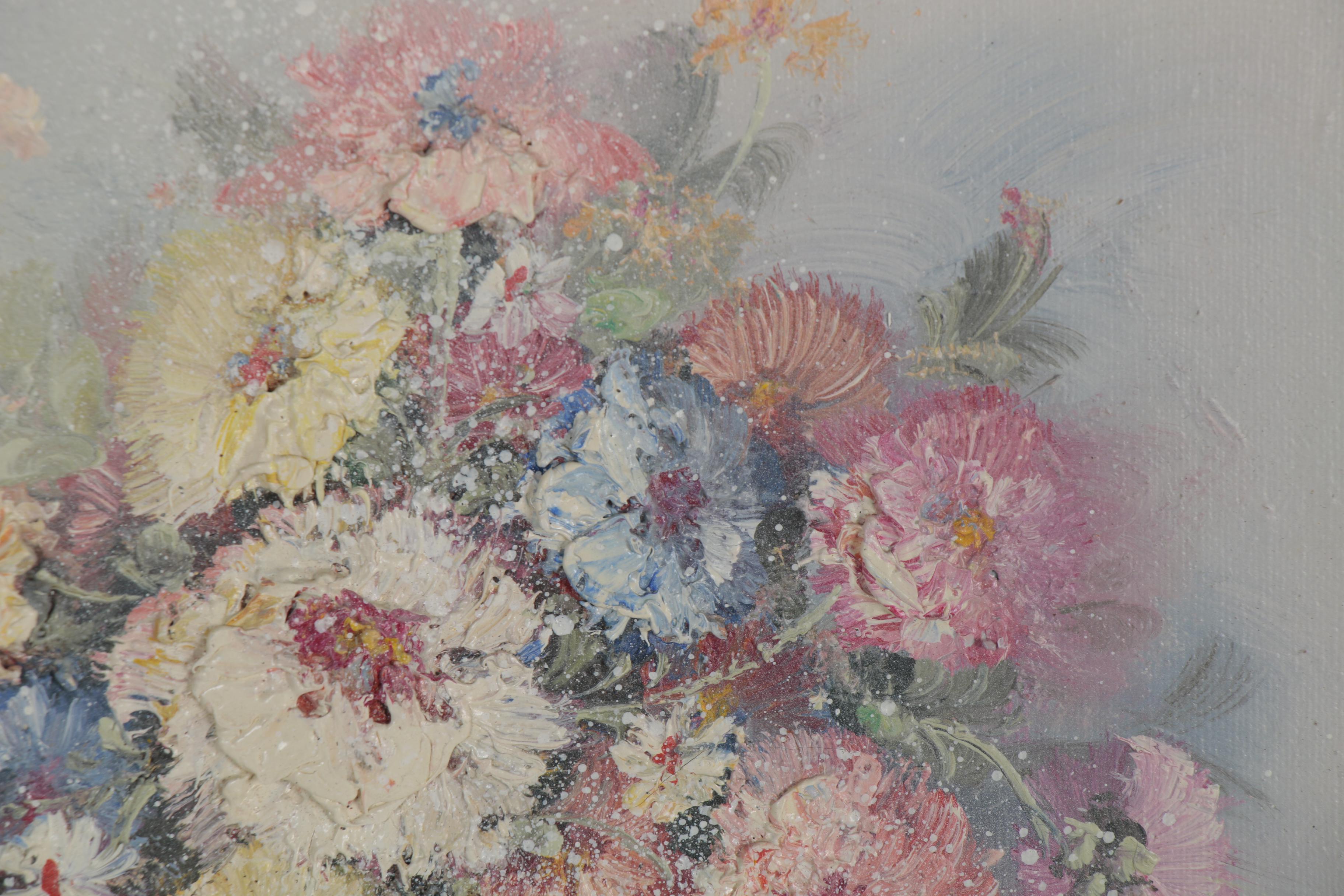 Pegaret Keeling Impasto Oil Paintings of Flowers, Late 20th Century
