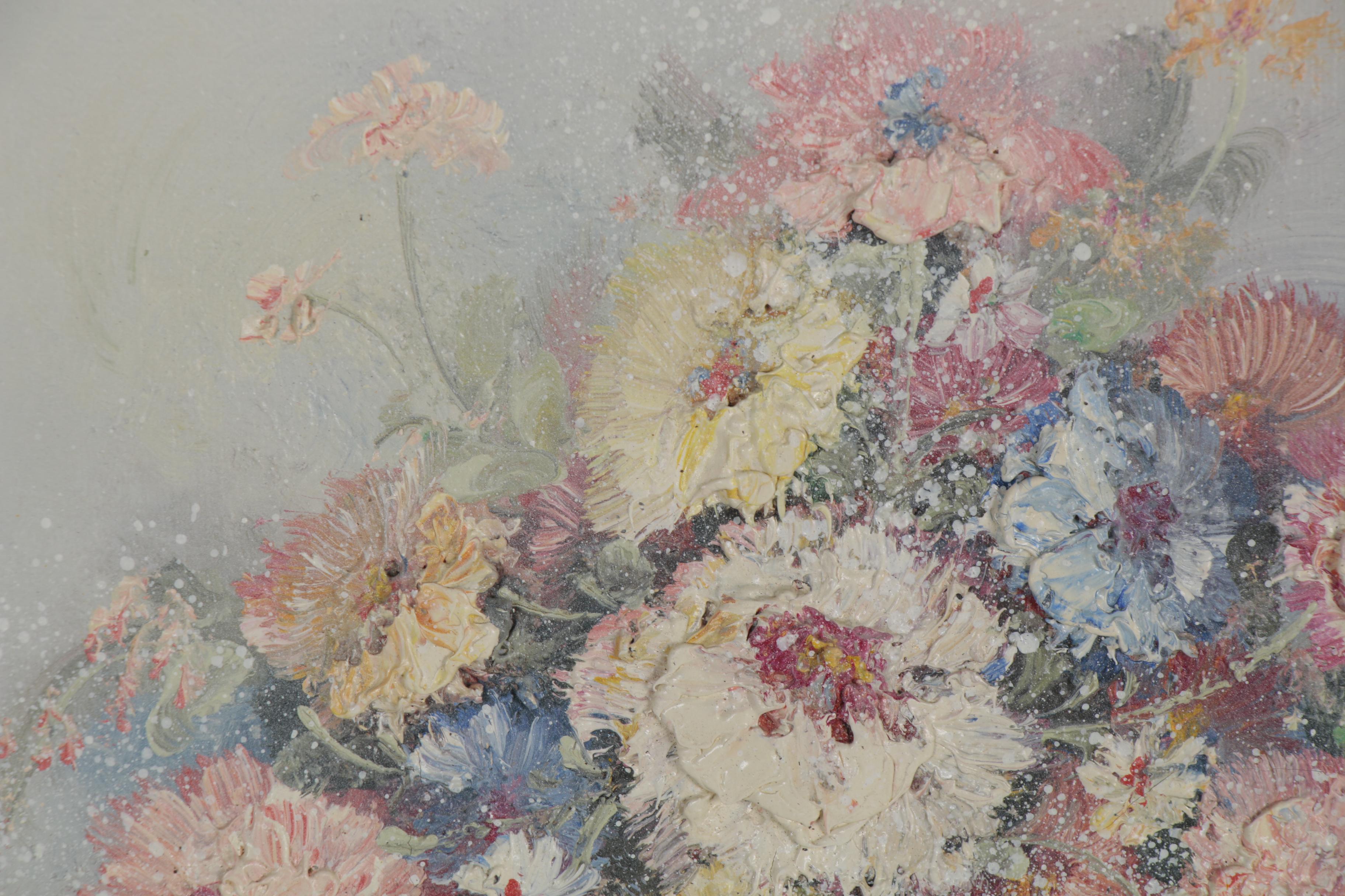 Pegaret Keeling Impasto Oil Paintings of Flowers, Late 20th Century