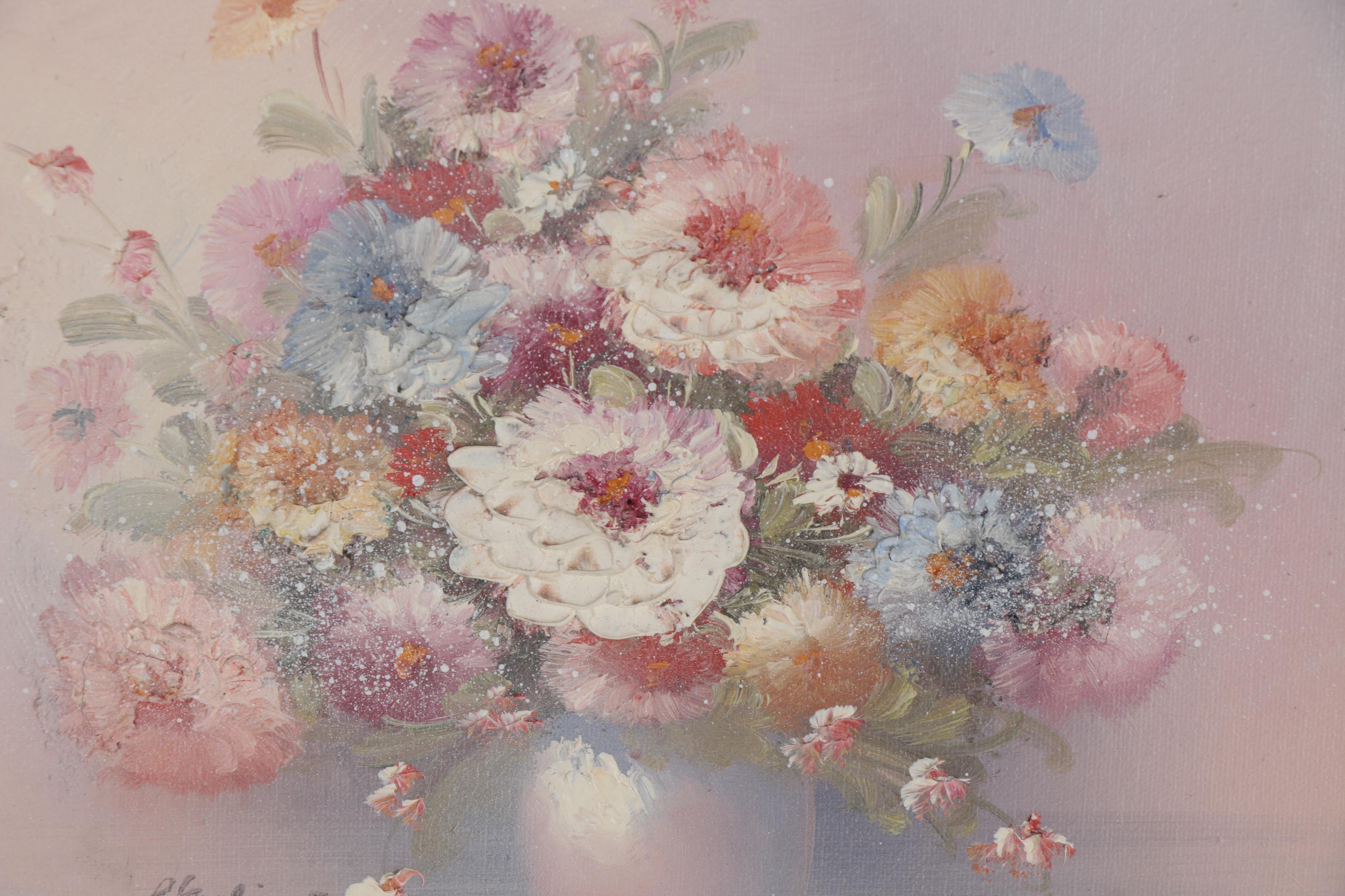 Pegaret Keeling Impasto Oil Paintings of Flowers, Late 20th Century