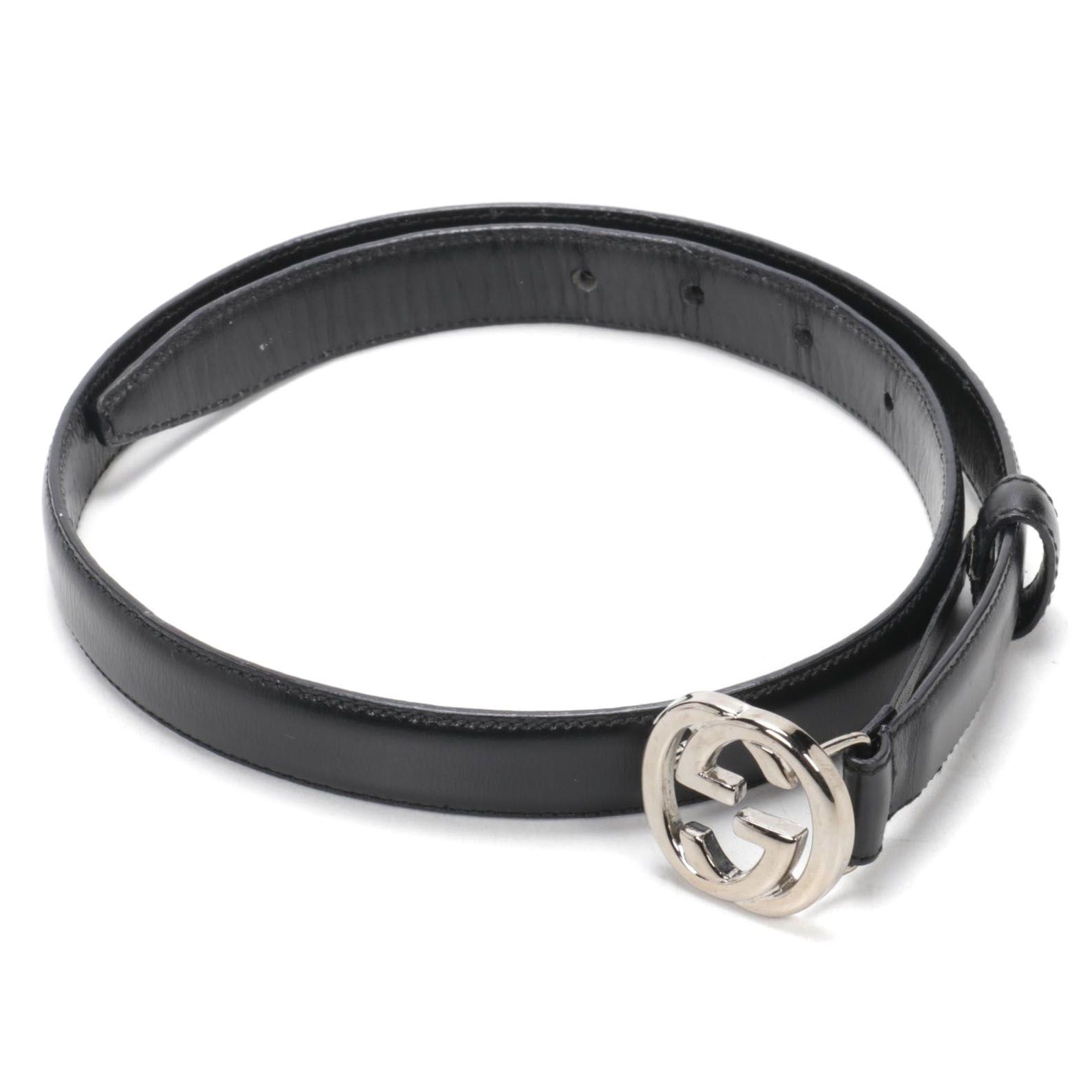 Gucci Interlocking GG Buckle Belt in Black Leather