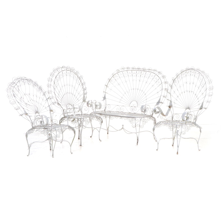 Victorian "Peacock" Twisted Wire Armchairs and Settee Patio Set