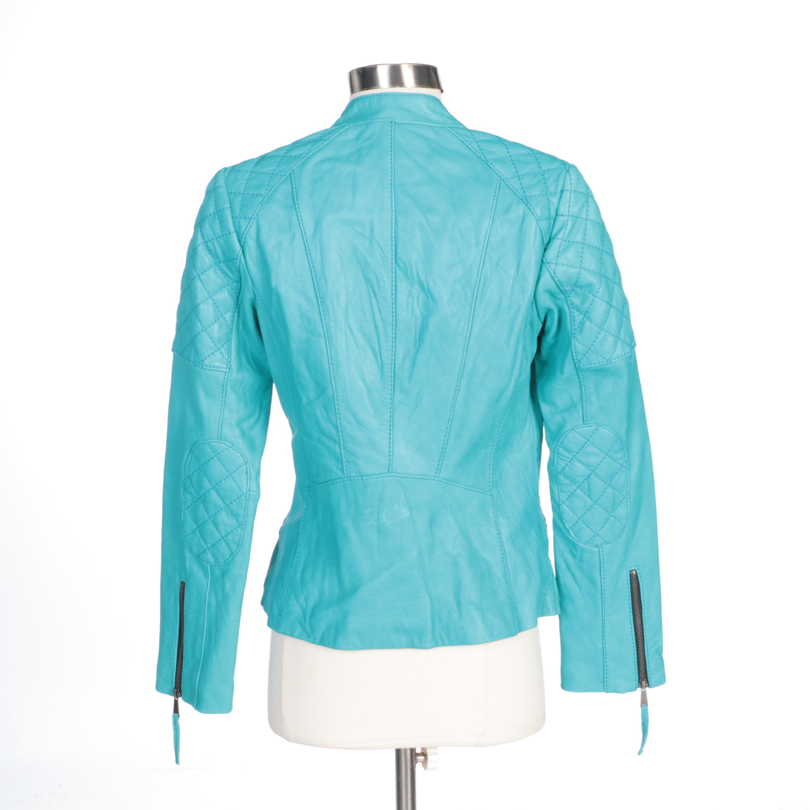 Neiman Marcus Leather Jacket and Escada Jacket with Knit Short Sleeved Top