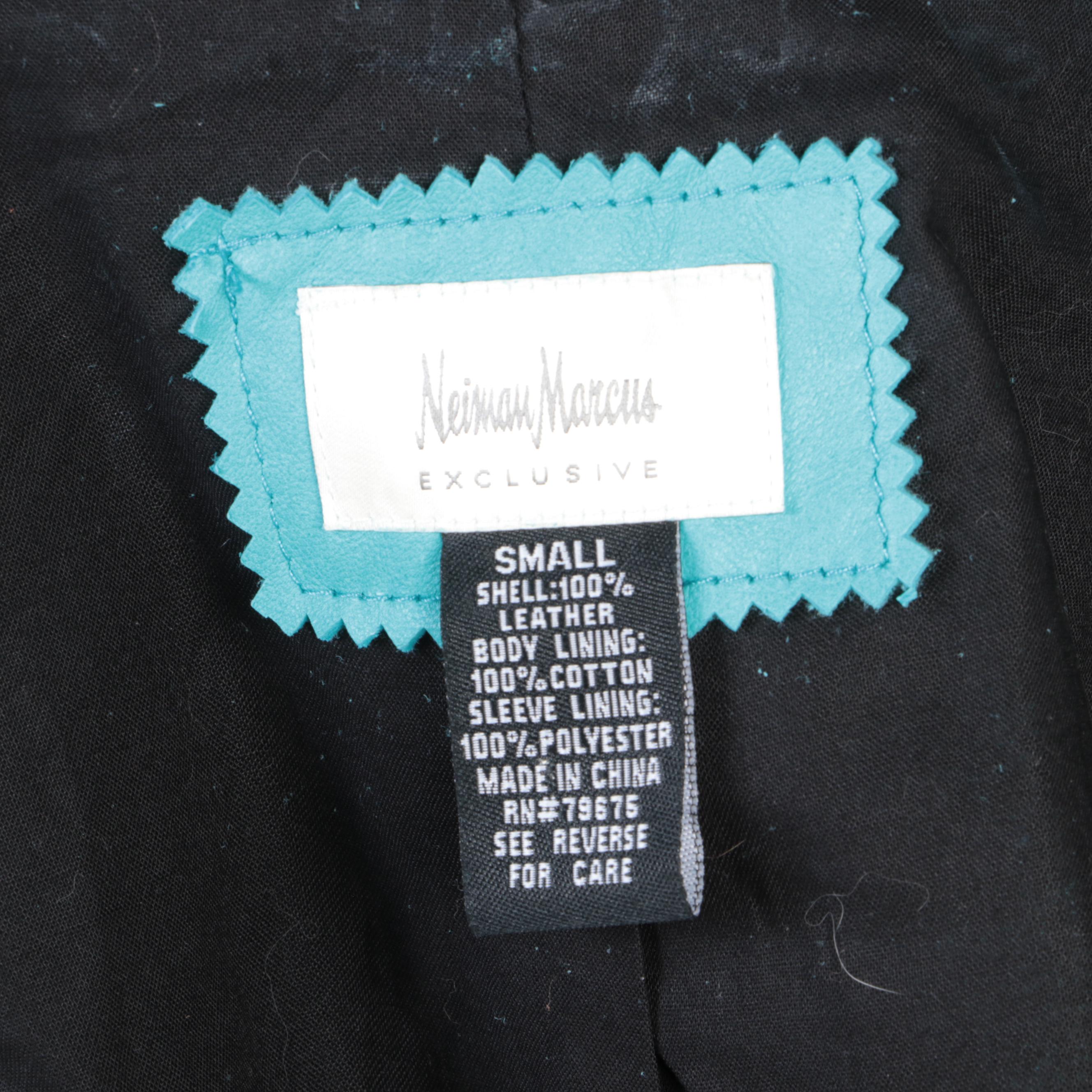 Neiman Marcus Leather Jacket and Escada Jacket with Knit Short Sleeved Top