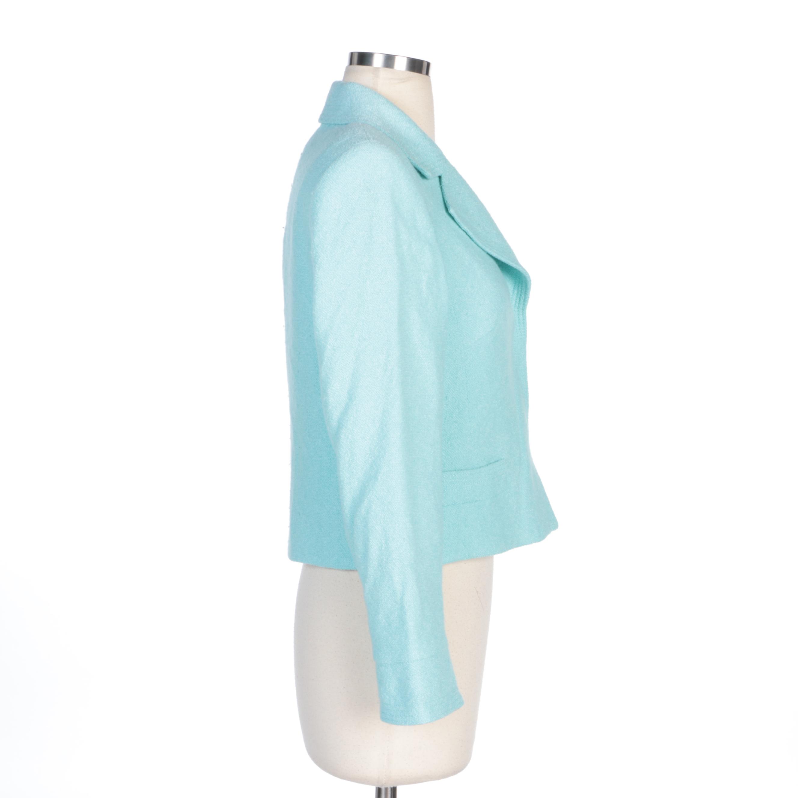 Neiman Marcus Leather Jacket and Escada Jacket with Knit Short Sleeved Top