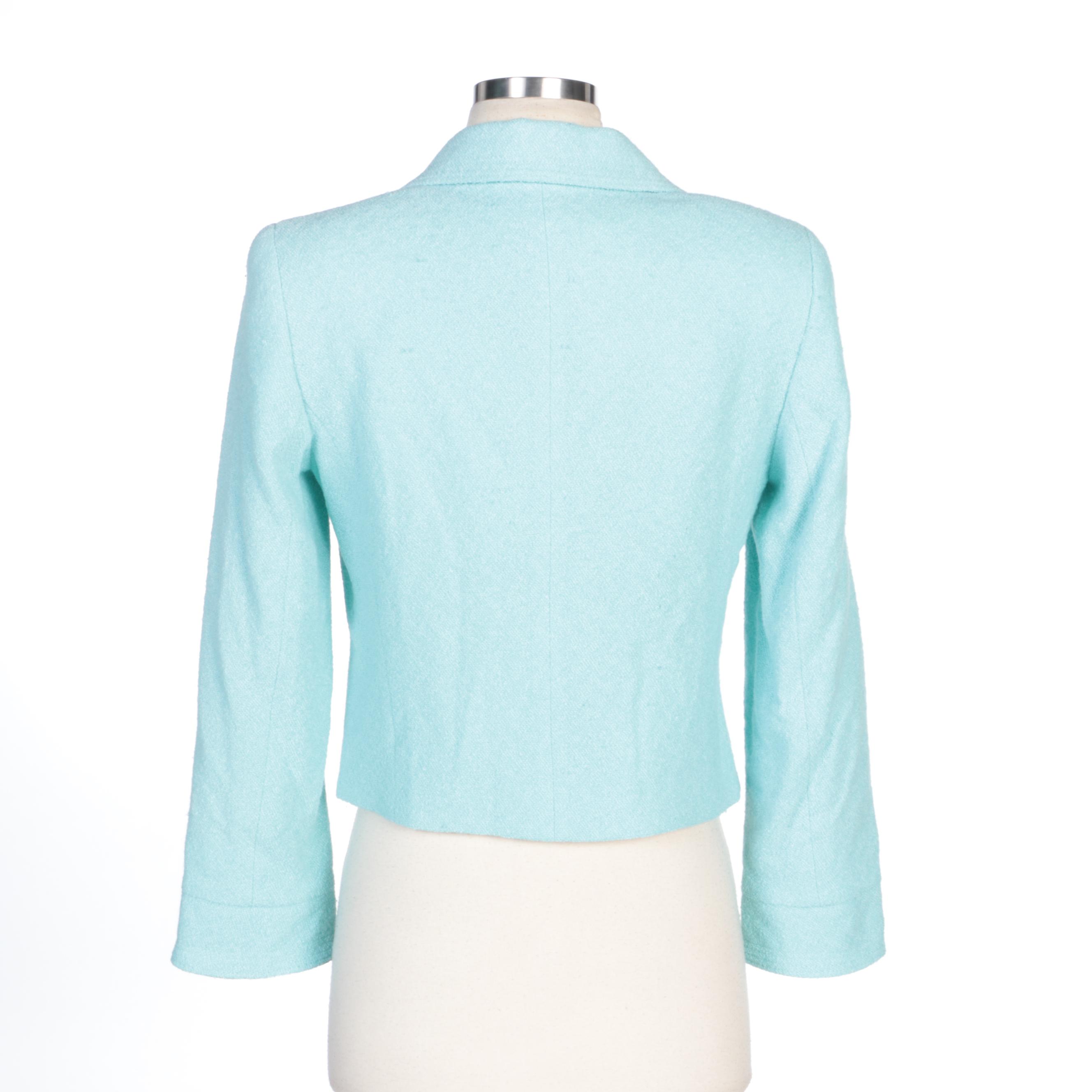 Neiman Marcus Leather Jacket and Escada Jacket with Knit Short Sleeved Top