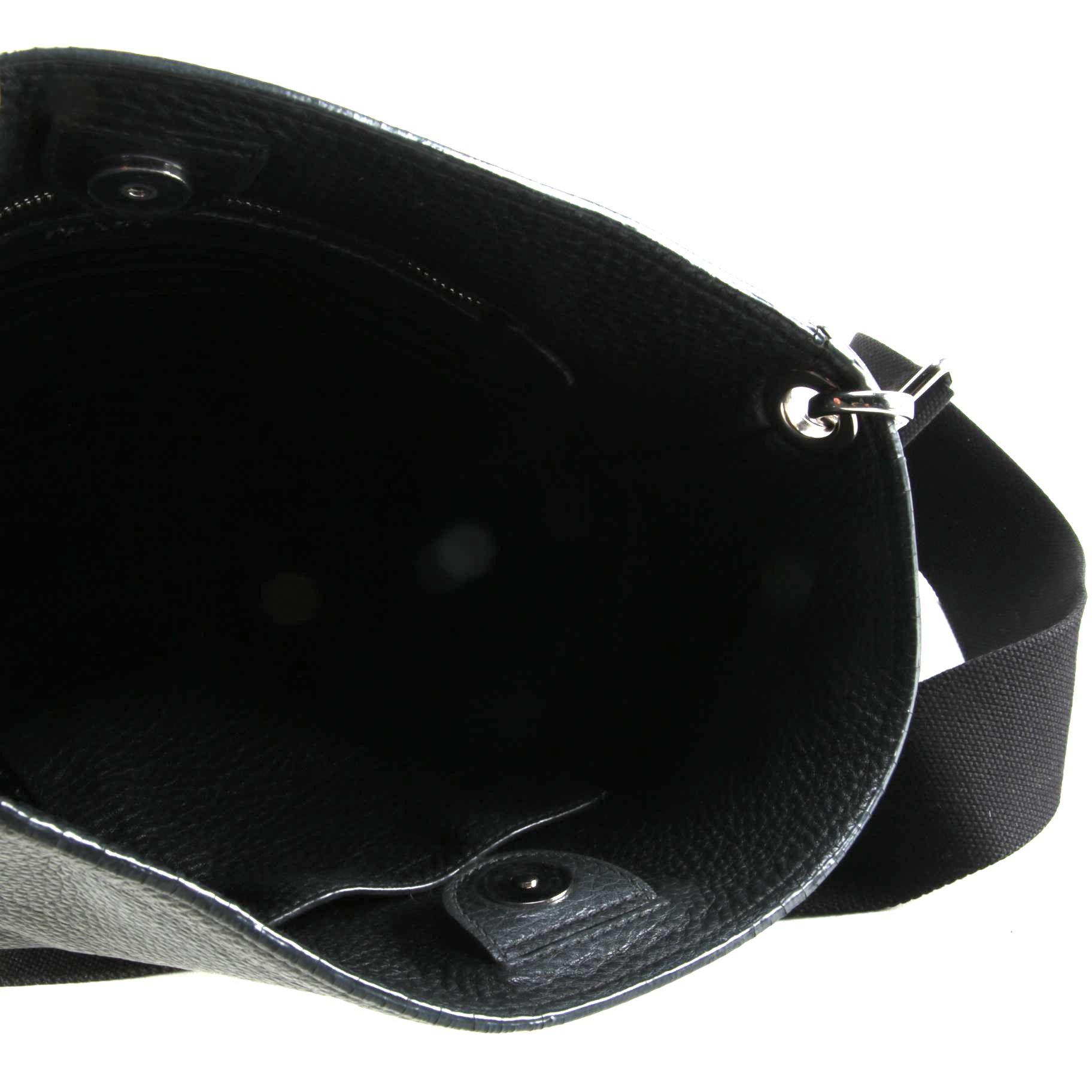 Prada Vitello Daino Leather Bucket Bag in Black