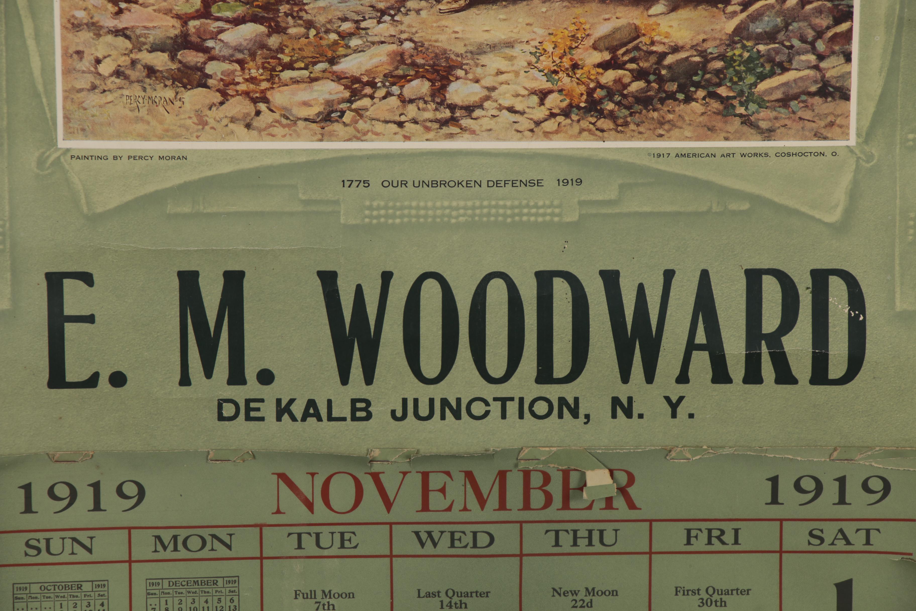 E.M Woodward Automobile Insurance Calendar, 1919