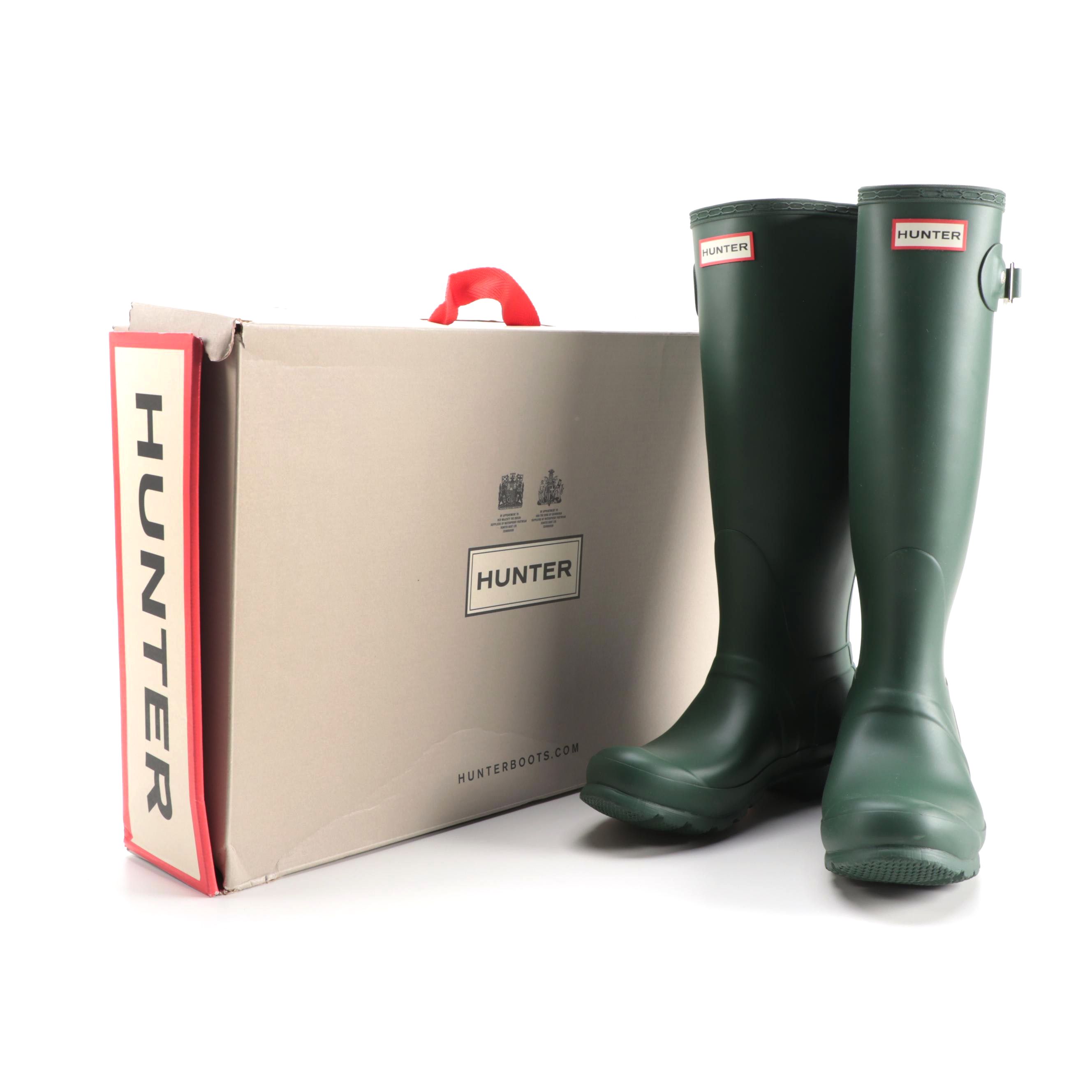 Hunter Original Tall Rain Boots in Matte Hunter Green with Box, Size 7
