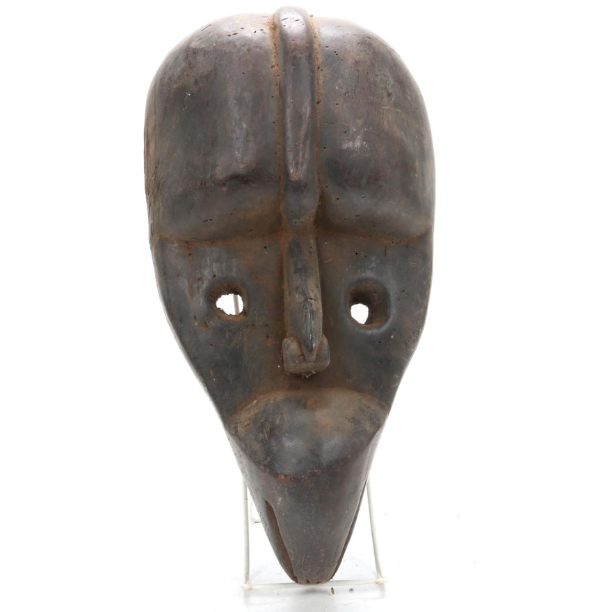 Dan Inspired Wooden Mask with Bird Motif, West Africa