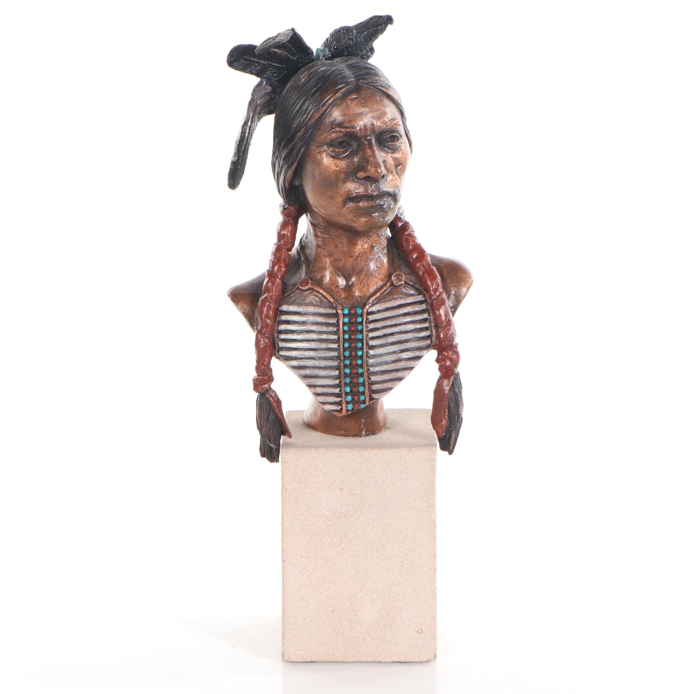 Christopher Pardell Miniature Cast Metal Bust "Crazy Horse"