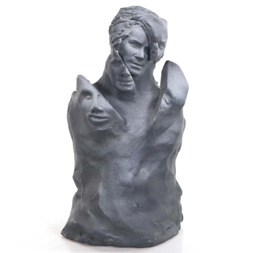 Sean Corner Terracotta Sculpture of Fractured Portrait, 2013