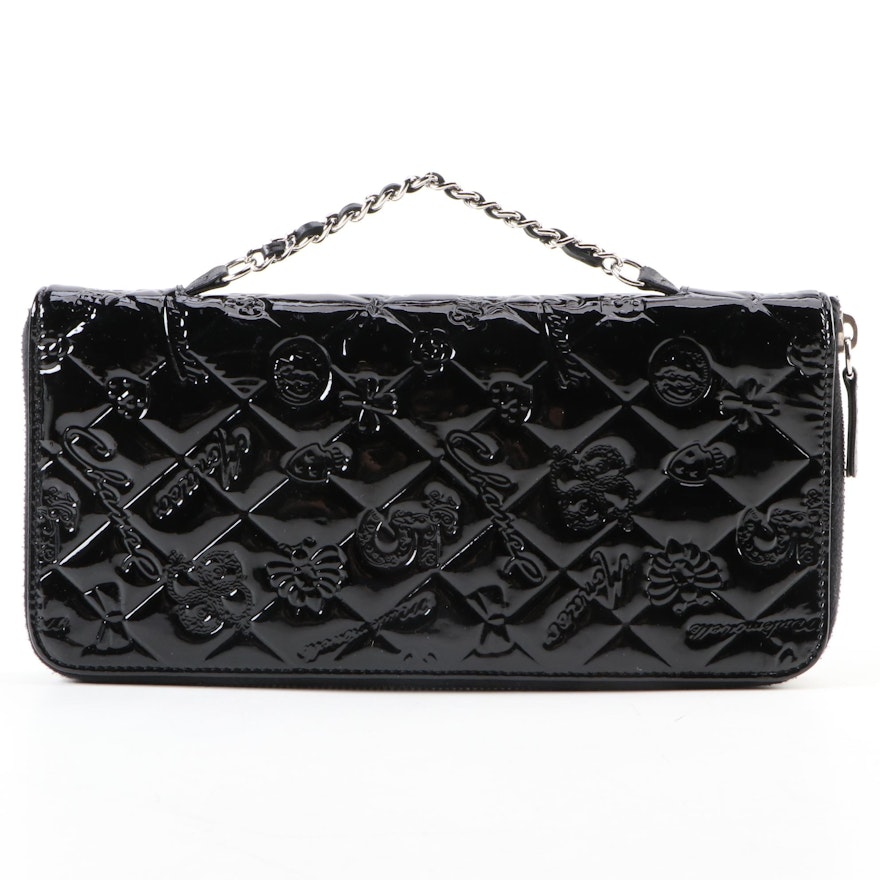 Chanel Lucky Quilt Embossed Chain Organizer in Patent Leather