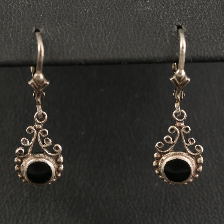 Sterling Black Onyx Dangle Earrings