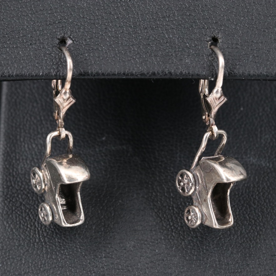 Sterling Silver Carriage Drop Earrings