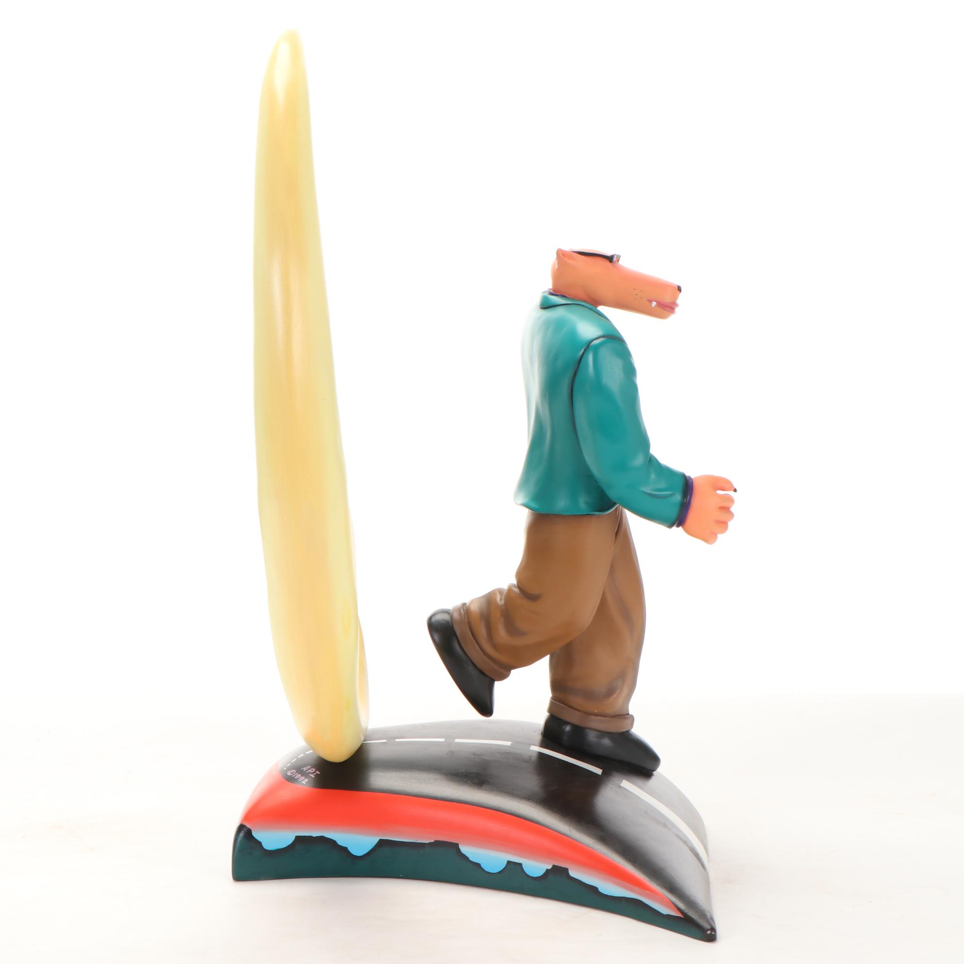 Painted Wood Sculpture after Markus Pierson of Coyote with Moon, 1992