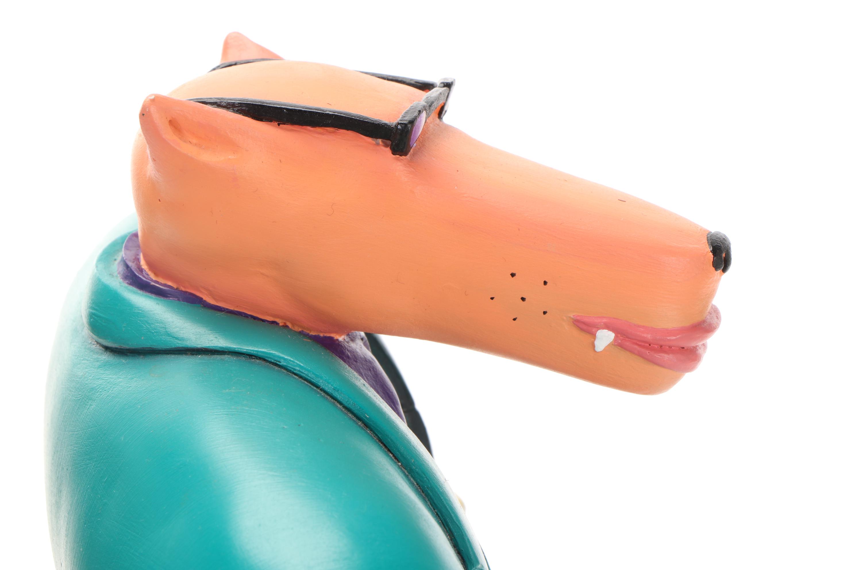 Painted Wood Sculpture after Markus Pierson of Coyote with Moon, 1992