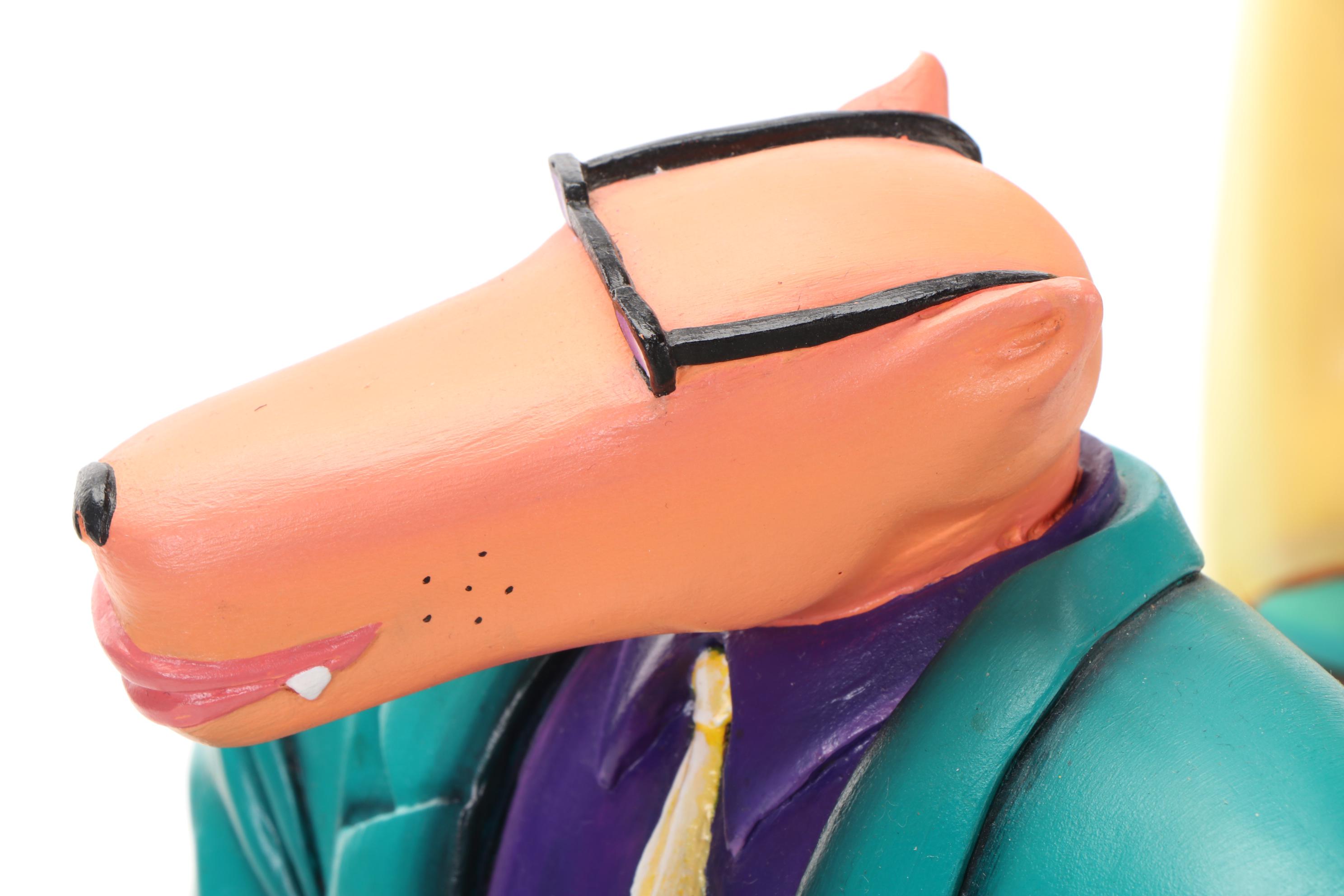 Painted Wood Sculpture after Markus Pierson of Coyote with Moon, 1992