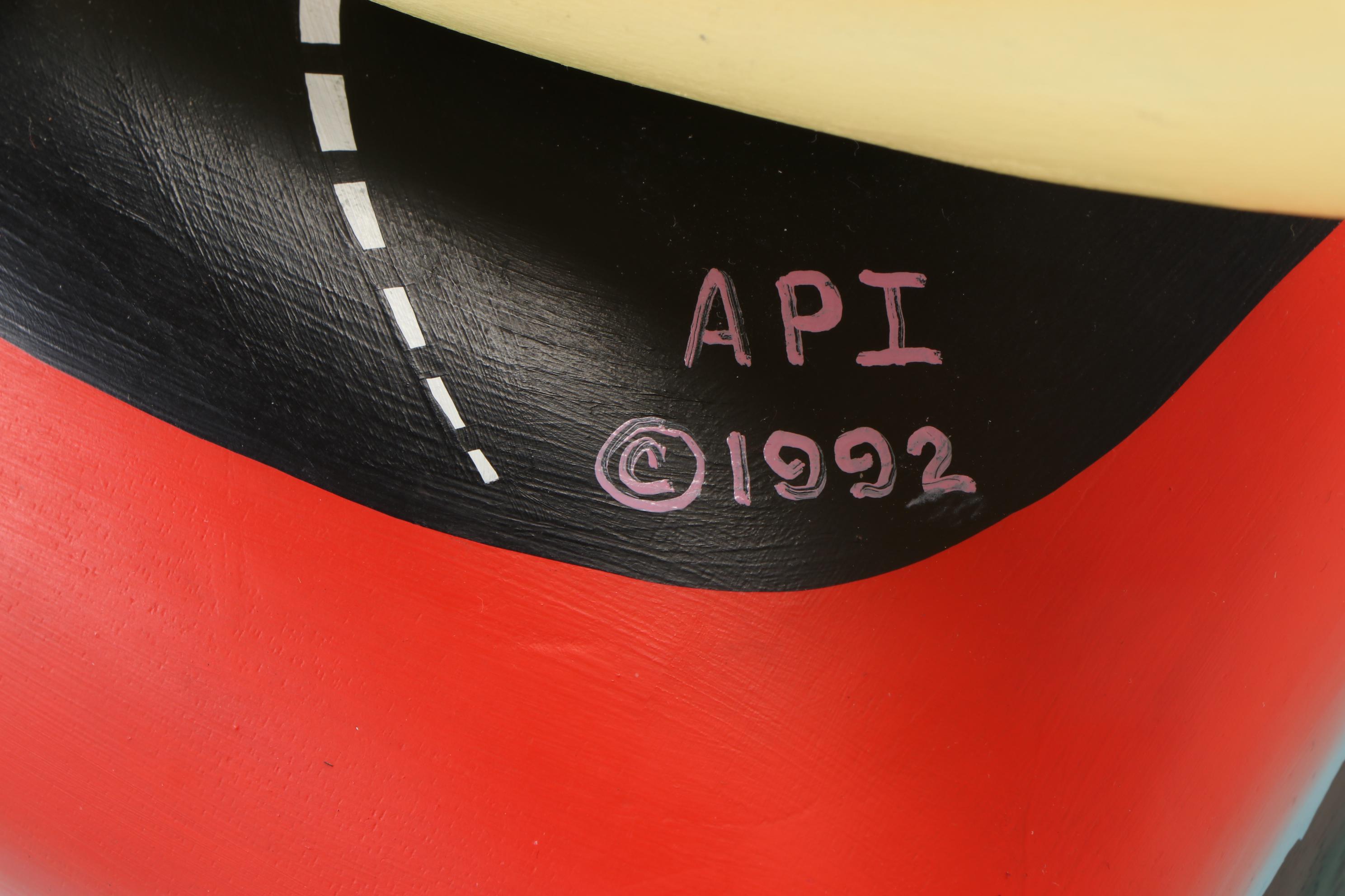 Painted Wood Sculpture after Markus Pierson of Coyote with Moon, 1992