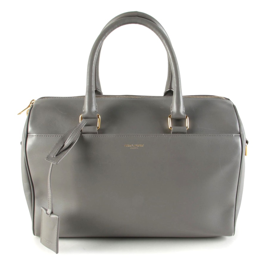 Saint Laurent Classic Duffel 6 Two-Way Handbag in Gray Leather