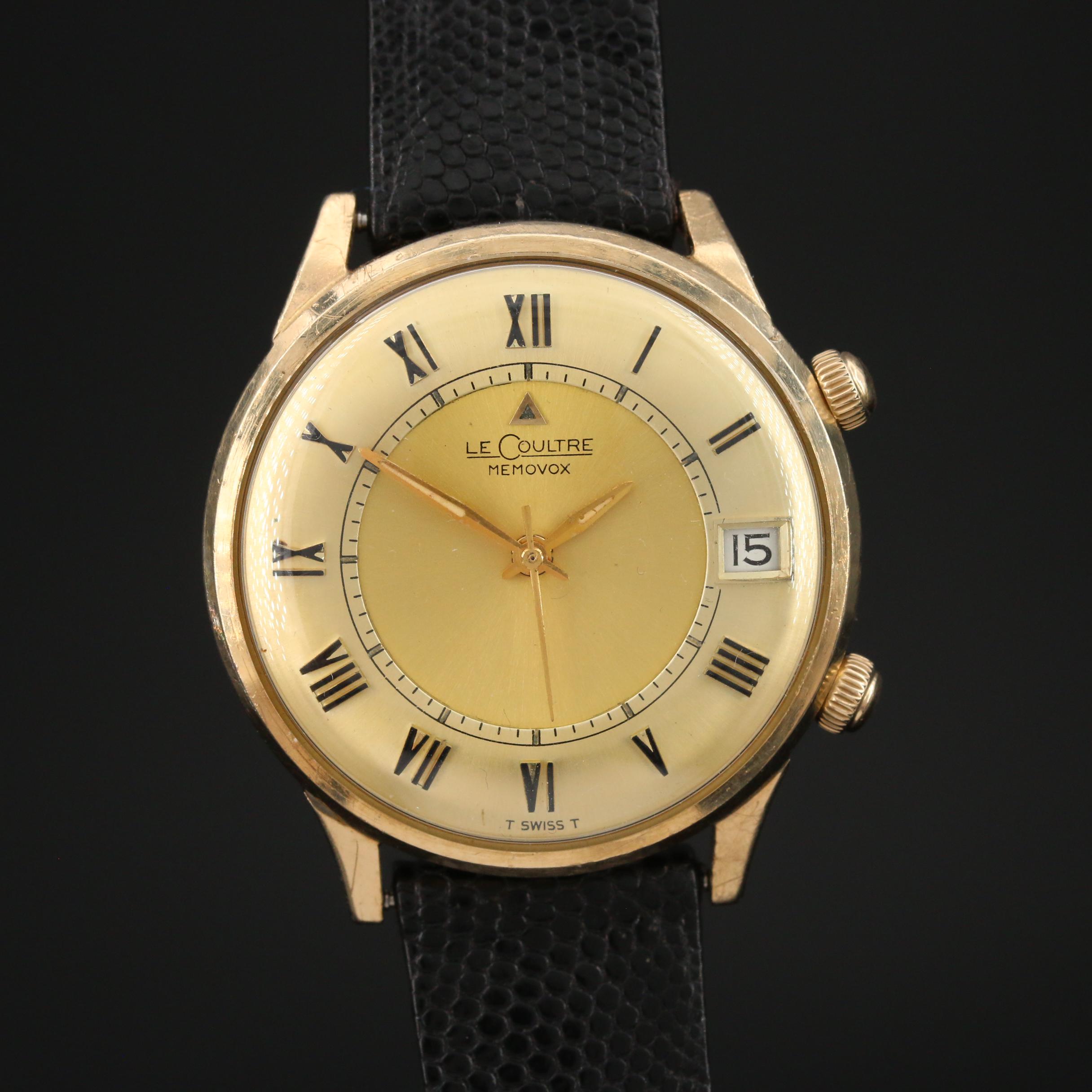 Vintage LeCoultre Memovox Alarm 10K Gold Filled Stem Wind Watch