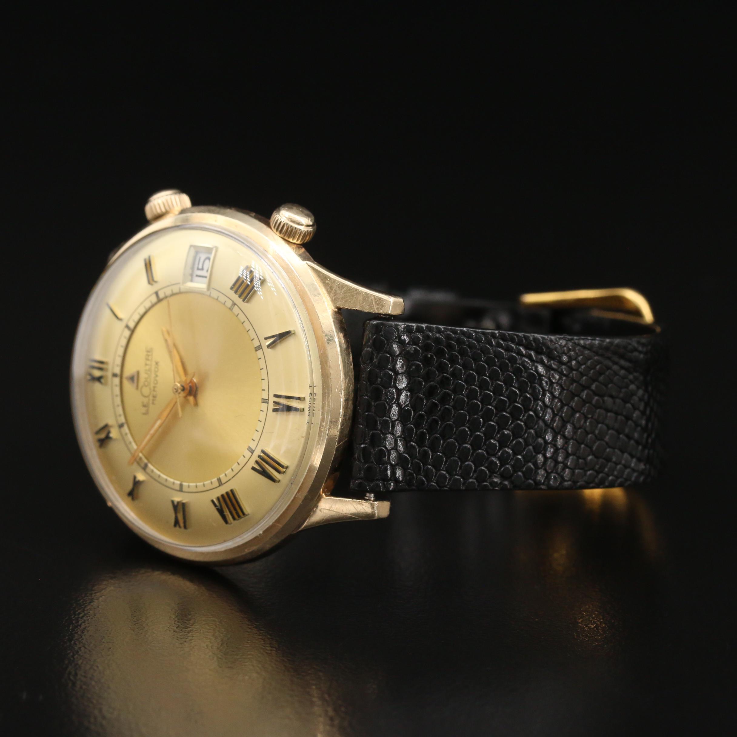 Vintage LeCoultre Memovox Alarm 10K Gold Filled Stem Wind Watch