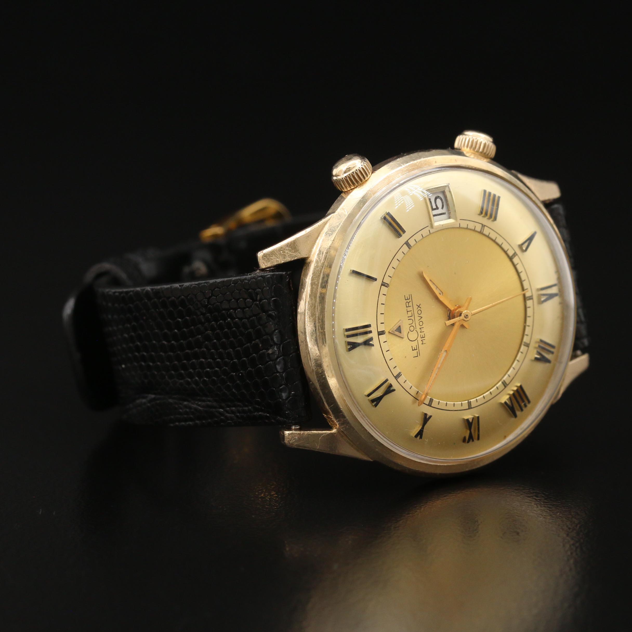 Vintage LeCoultre Memovox Alarm 10K Gold Filled Stem Wind Watch