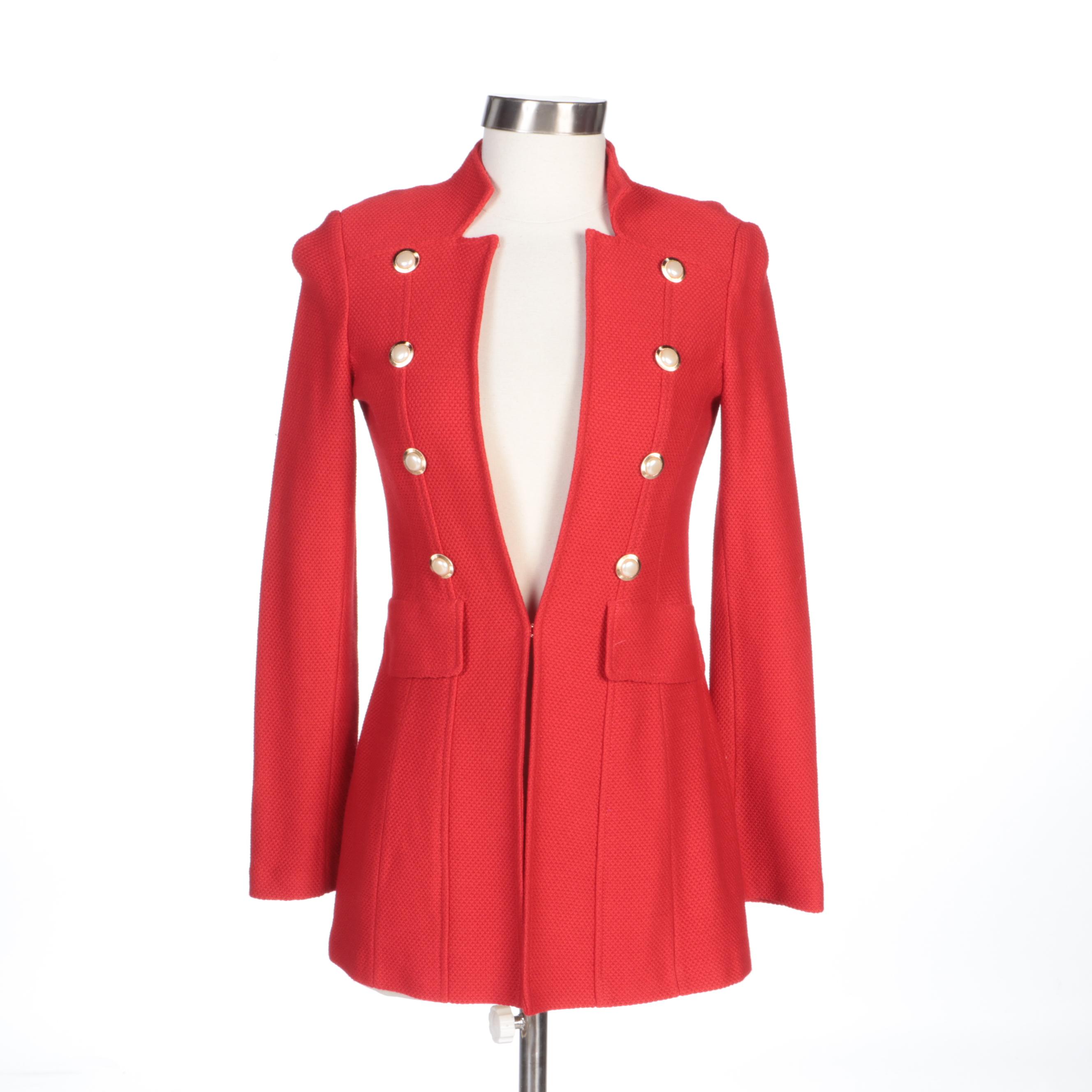 St. John Brand Red Knit Jacket and Black/White Knit Coat