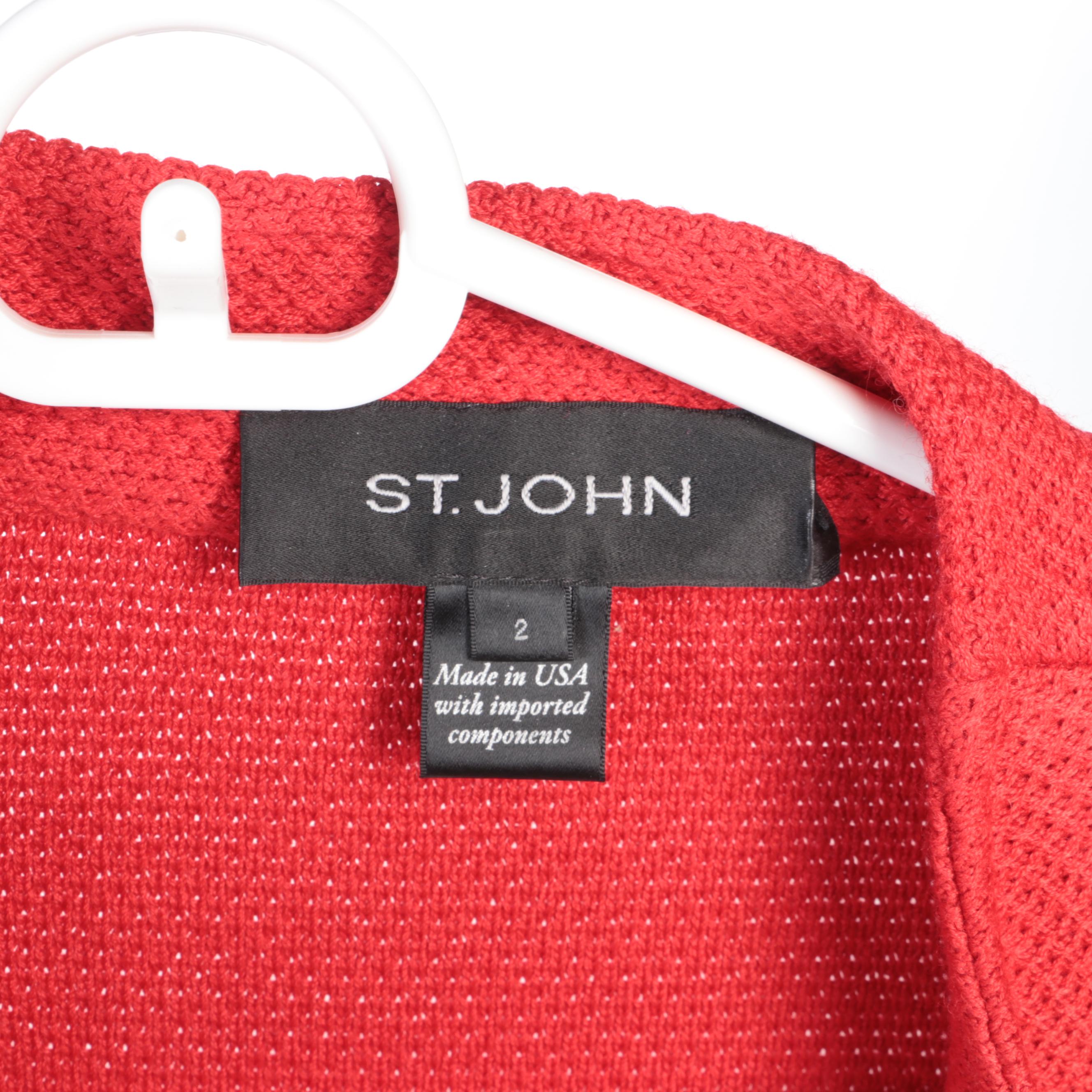 St. John Brand Red Knit Jacket and Black/White Knit Coat