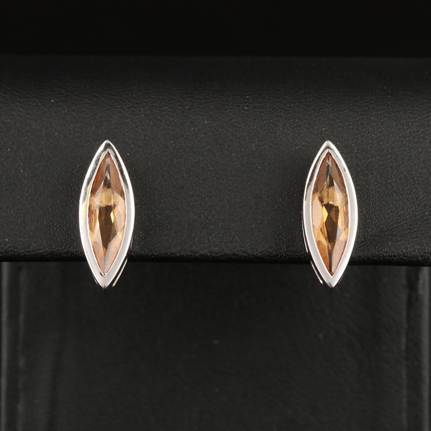 Sterling Silver Citrine Stud Earrings