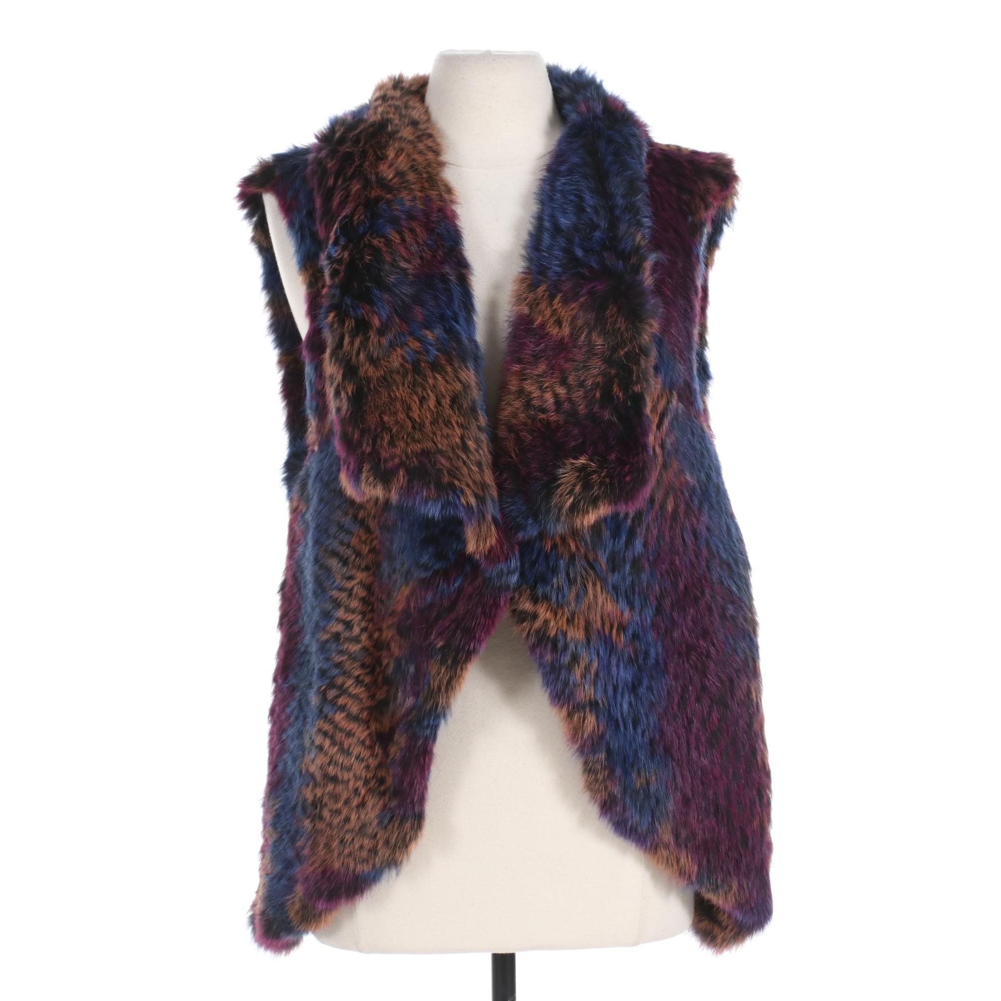 Patrizia Luca for Neiman Marcus Dyed Woven Rabbit Fur Vest