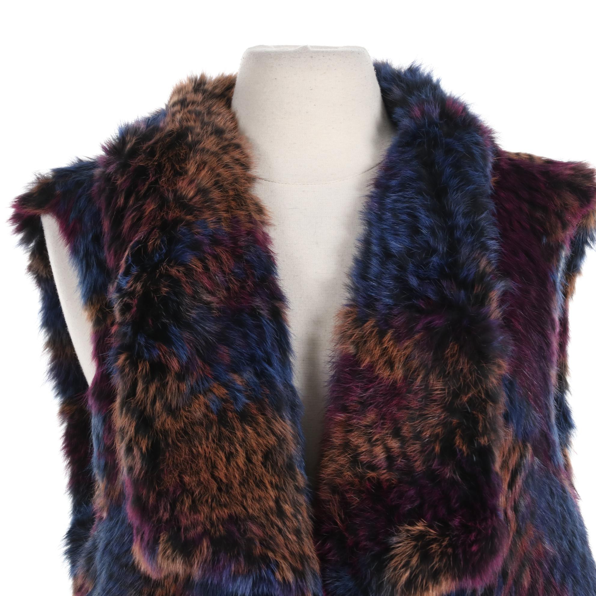 Patrizia Luca for Neiman Marcus Dyed Woven Rabbit Fur Vest