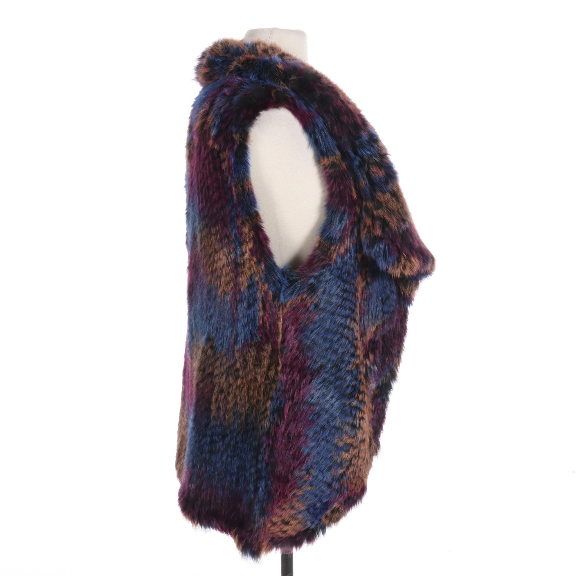 Patrizia Luca for Neiman Marcus Dyed Woven Rabbit Fur Vest