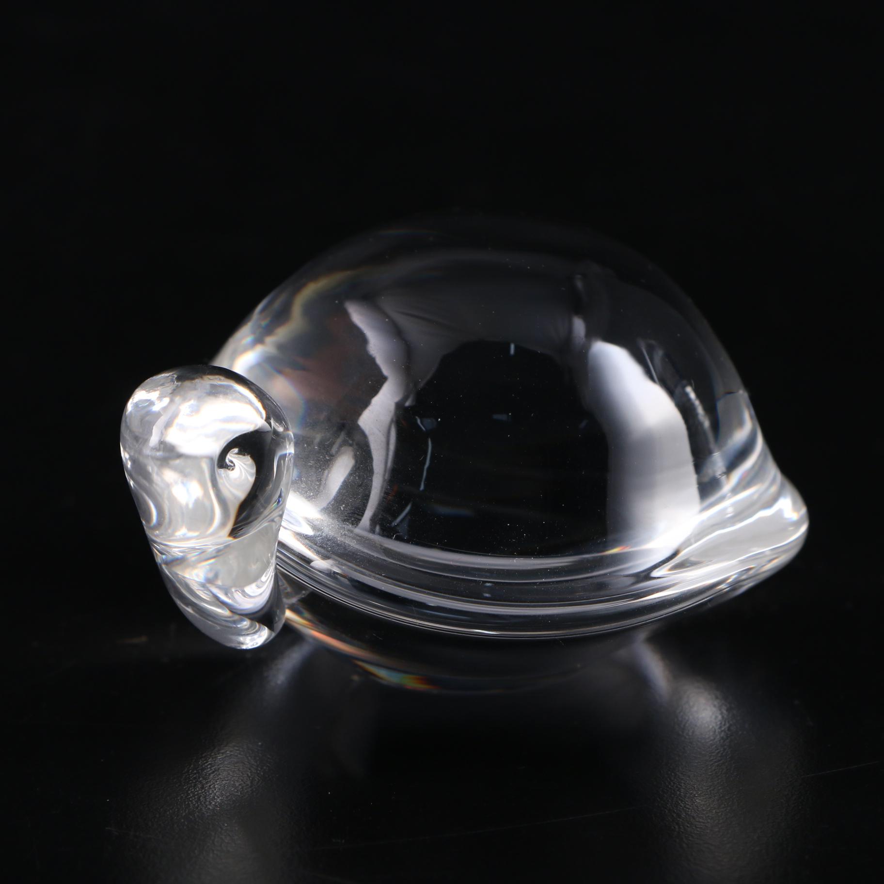 Steuben Art Glass Turtle Hand Cooler and Figurine Designed by Lloyd D. Atkins