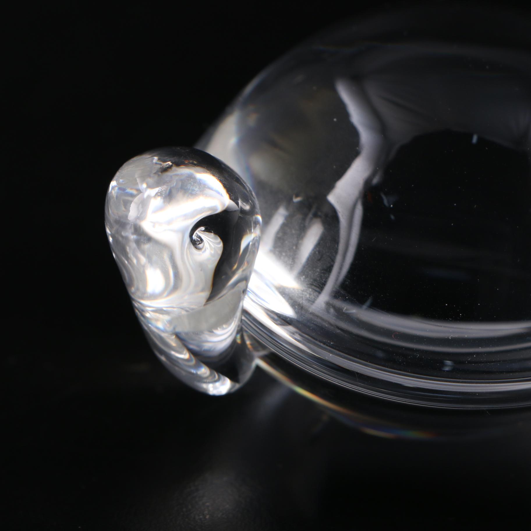 Steuben Art Glass Turtle Hand Cooler and Figurine Designed by Lloyd D. Atkins