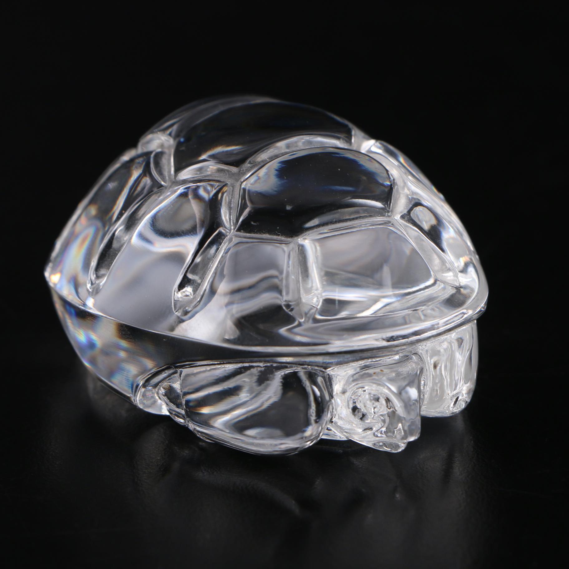 Steuben Art Glass Turtle Hand Cooler and Figurine Designed by Lloyd D. Atkins