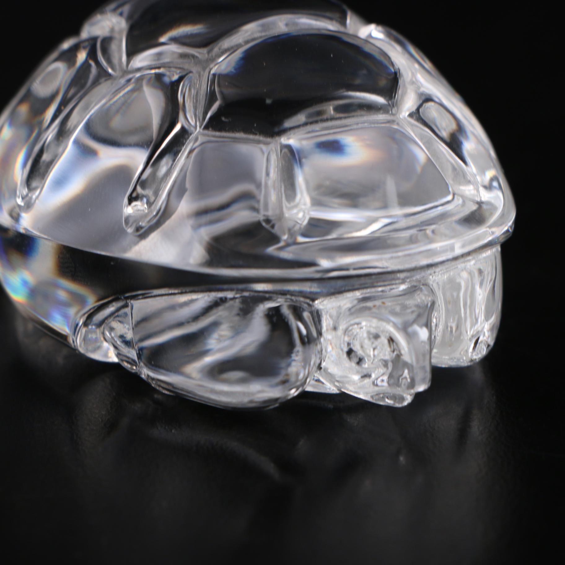 Steuben Art Glass Turtle Hand Cooler and Figurine Designed by Lloyd D. Atkins