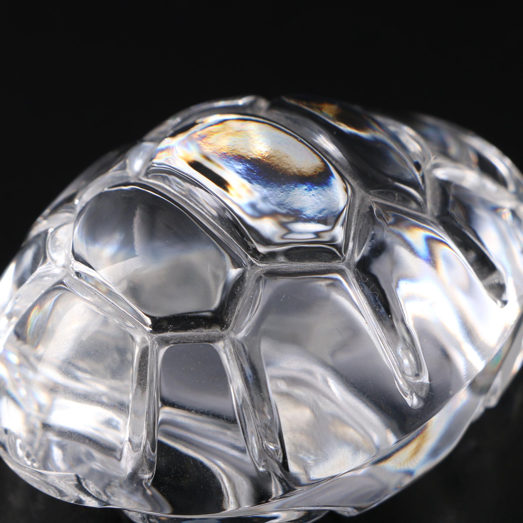 Steuben Art Glass Turtle Hand Cooler and Figurine Designed by Lloyd D. Atkins