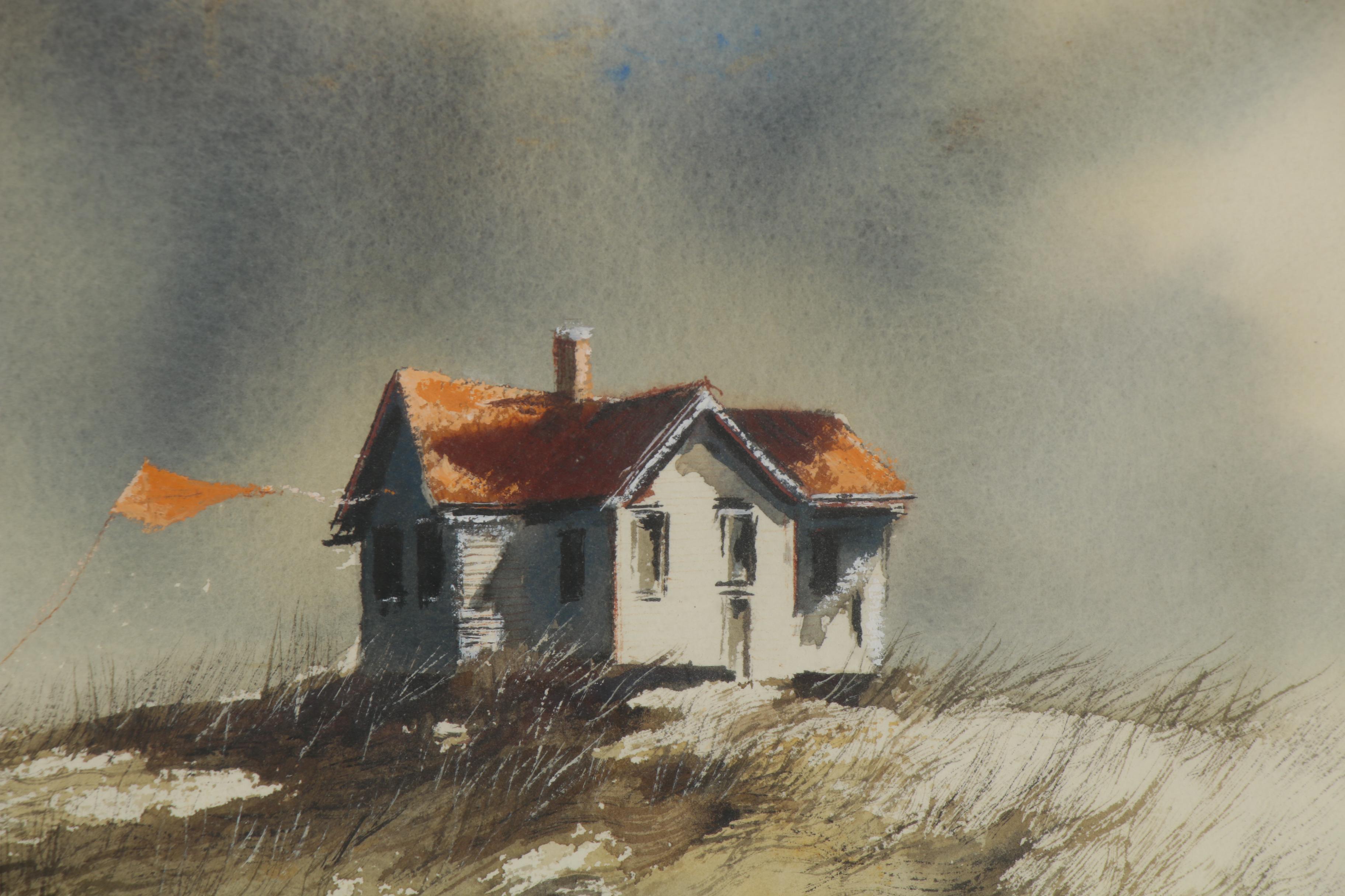 Robert Fabe Watercolor Painting "Beach House," Mid to Late 20th Century