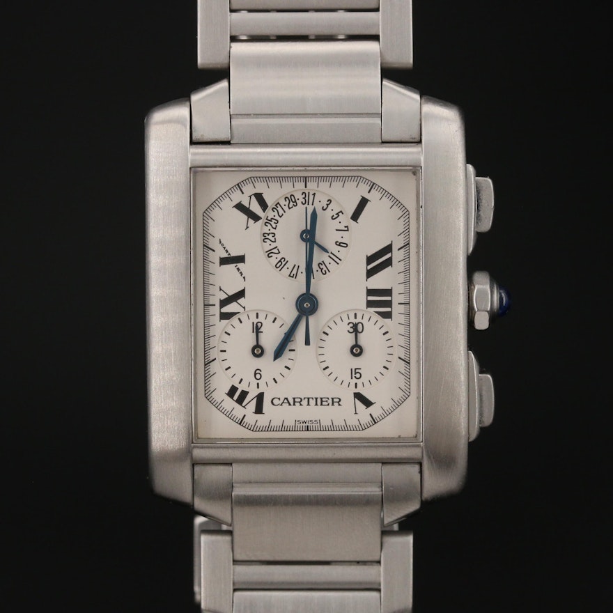 Cartier Tank Francaise Chronoflex Stainless Steel Quartz Wristwatch