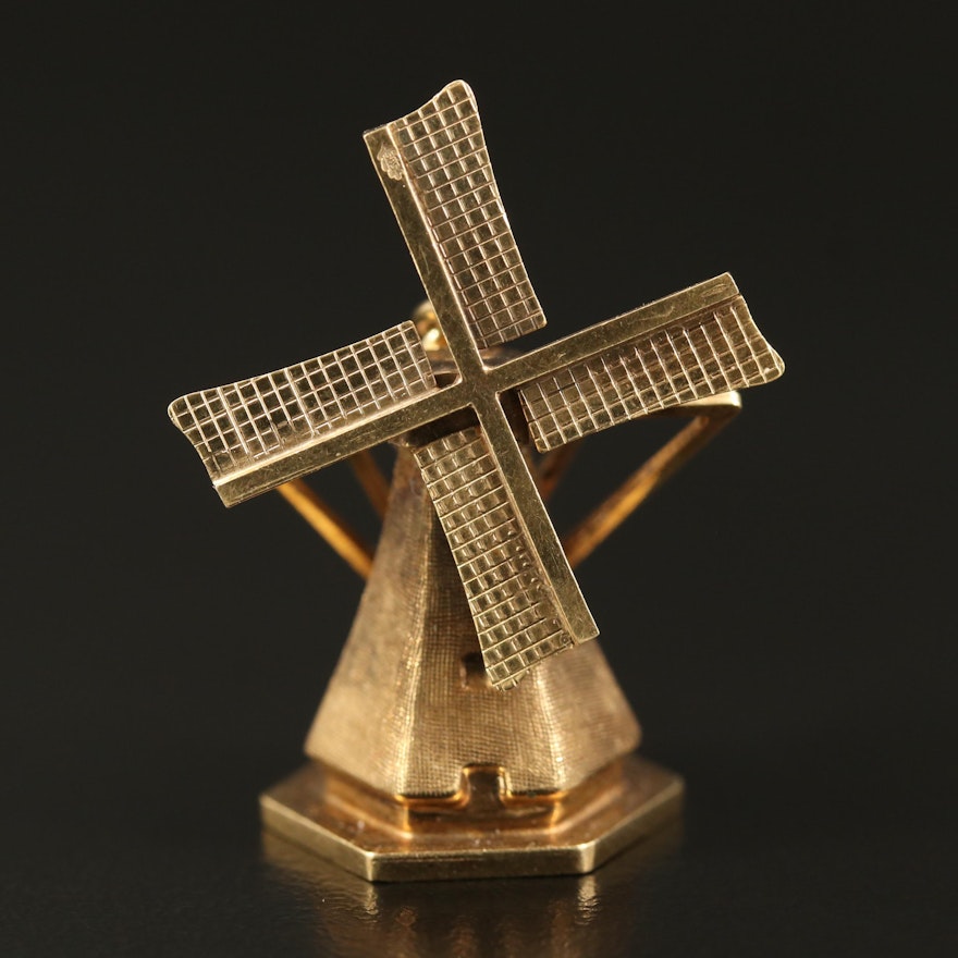 14K Articulating Windmill Pendant