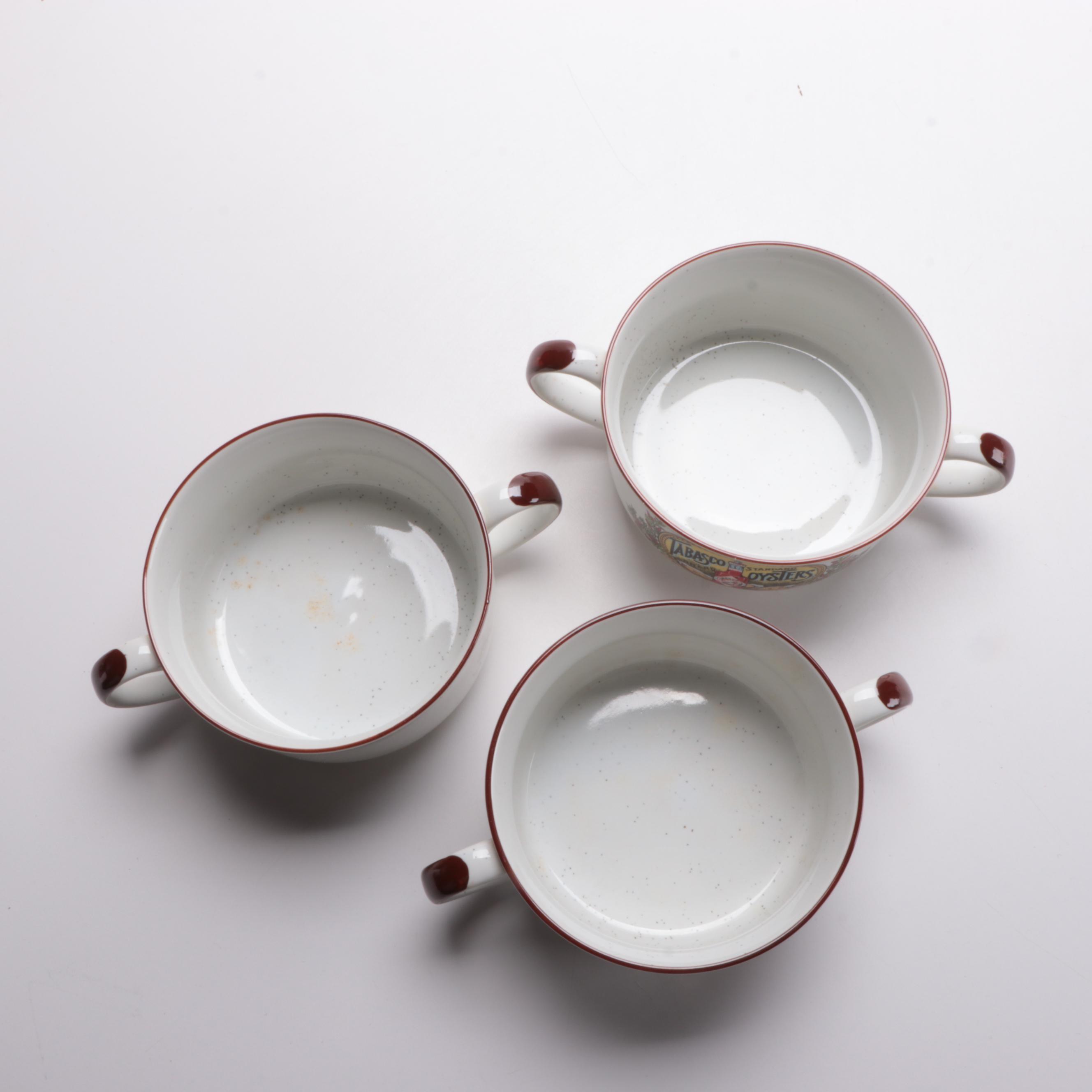 Tabasco Brand Double Handle Ceramic Soup Bowls