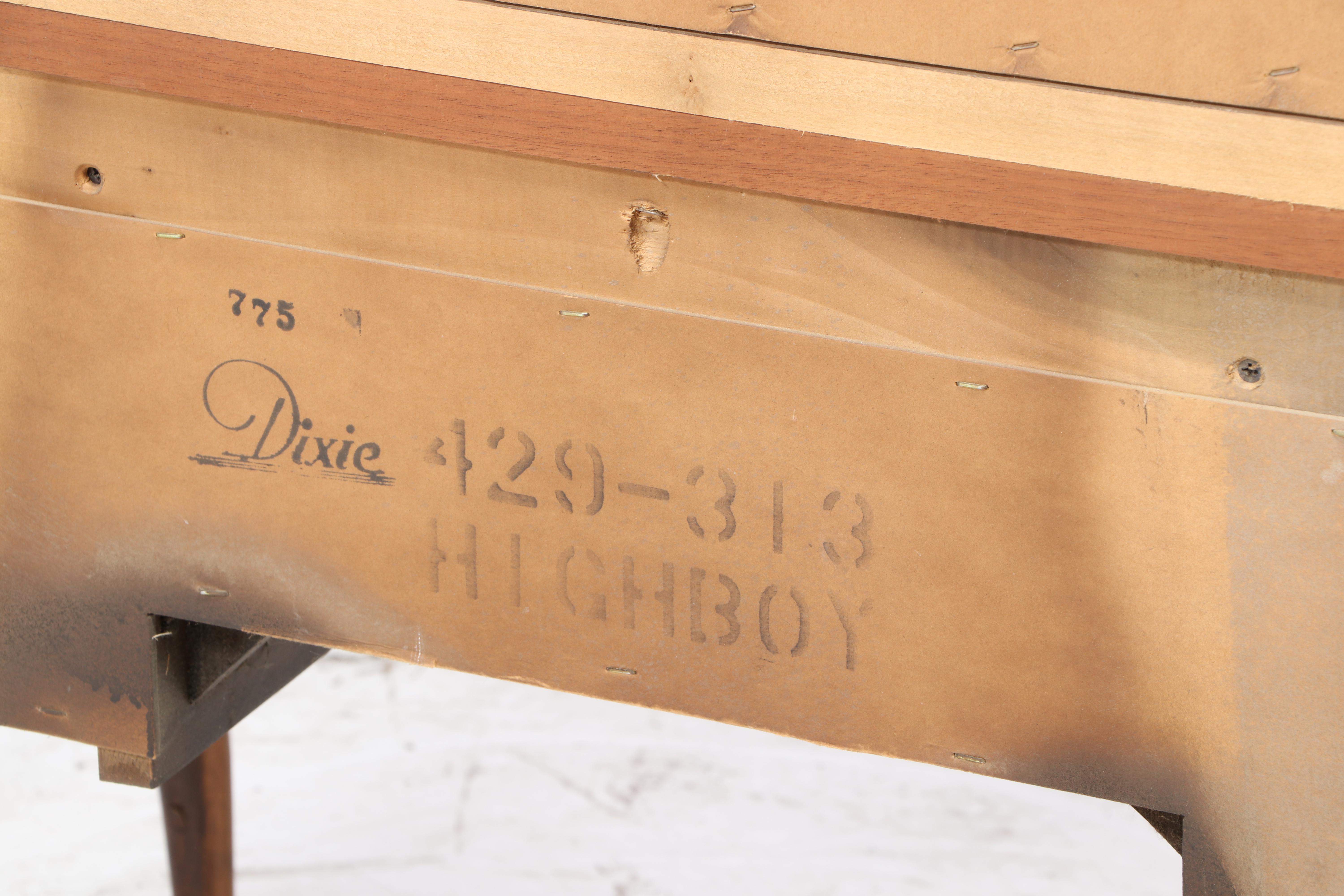 Hampton Court By Dixie Queen Anne Style Walnut Highboy, circa 1975