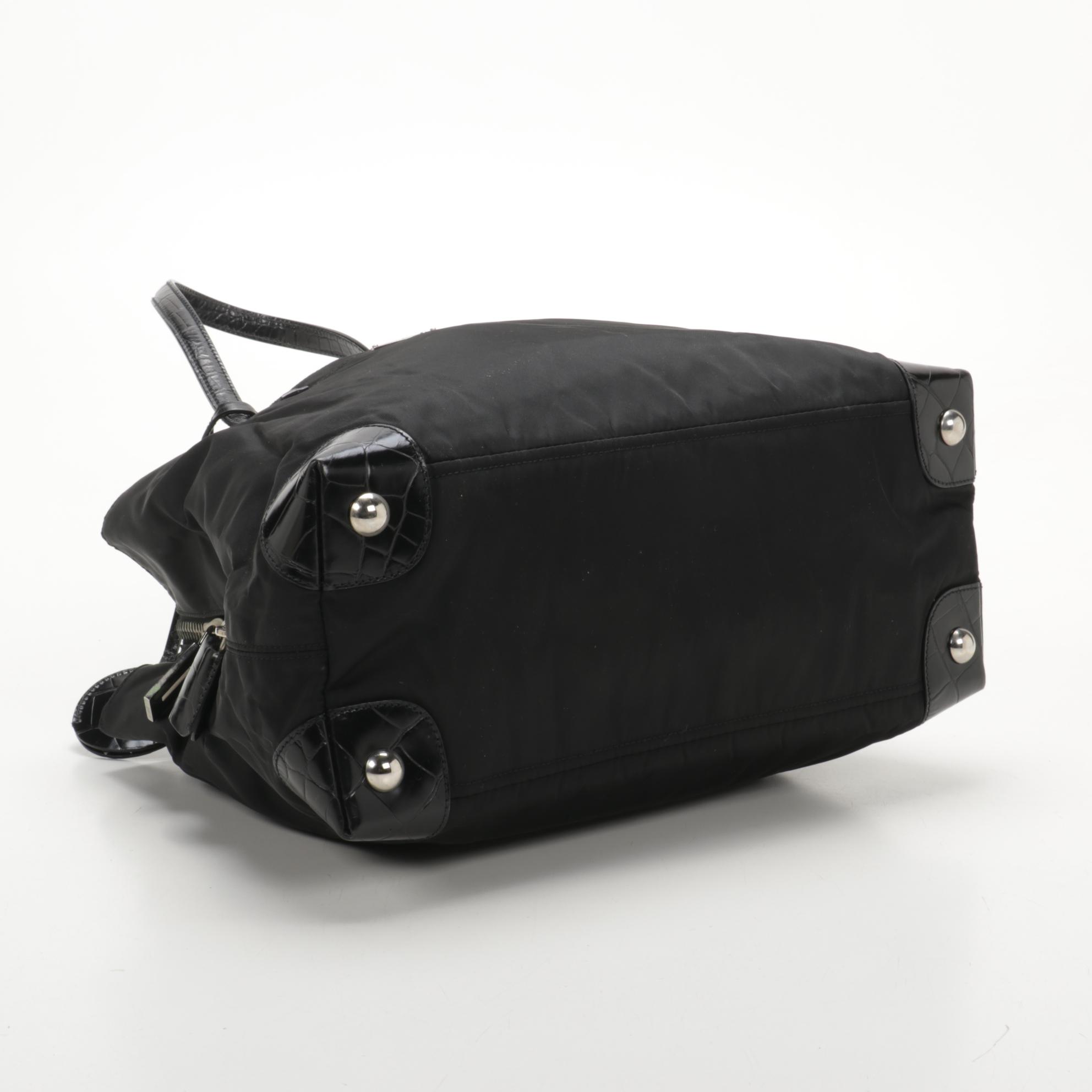 Prada Tote in Black Tessuto Nylon and St. Cocco Leather
