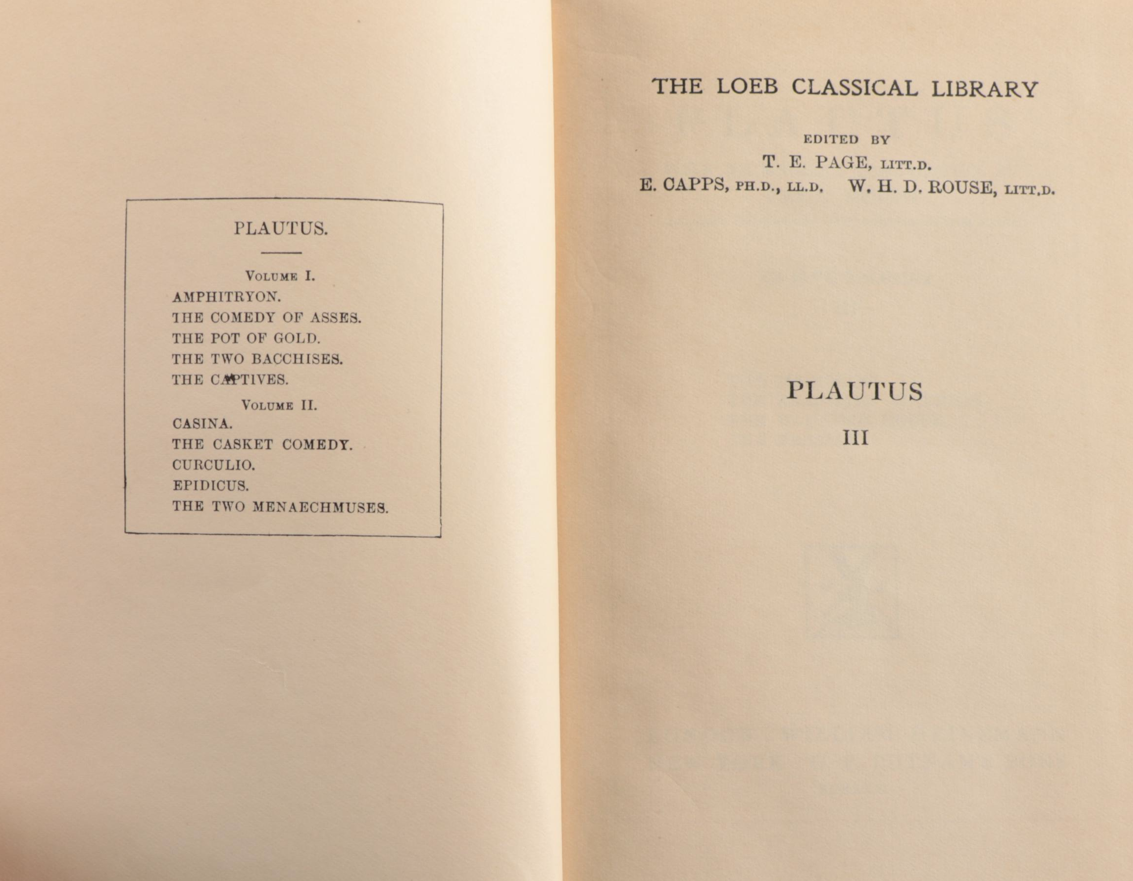 "Plautus" Complete Five-Volume Set with "Child's Garden of Verses" and More