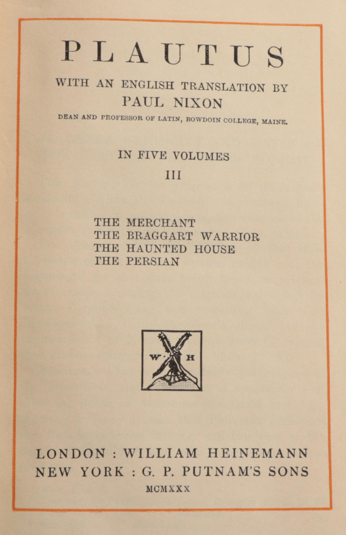"Plautus" Complete Five-Volume Set with "Child's Garden of Verses" and More