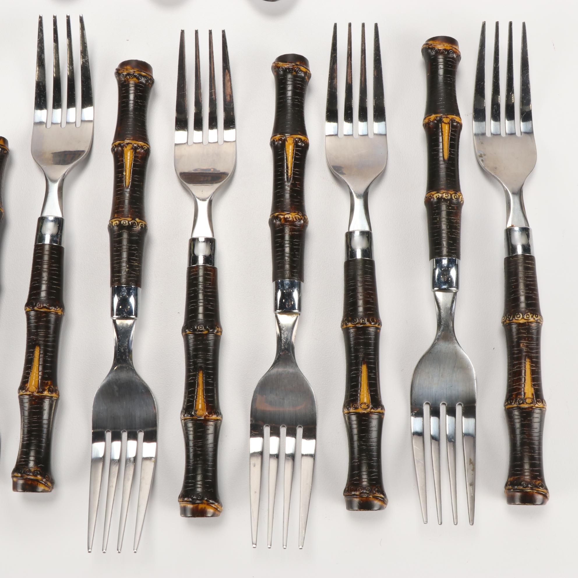 Cambridge "Bamboo" Flatware and Porcelain Lidded Pot with Ecclesiastical Crest