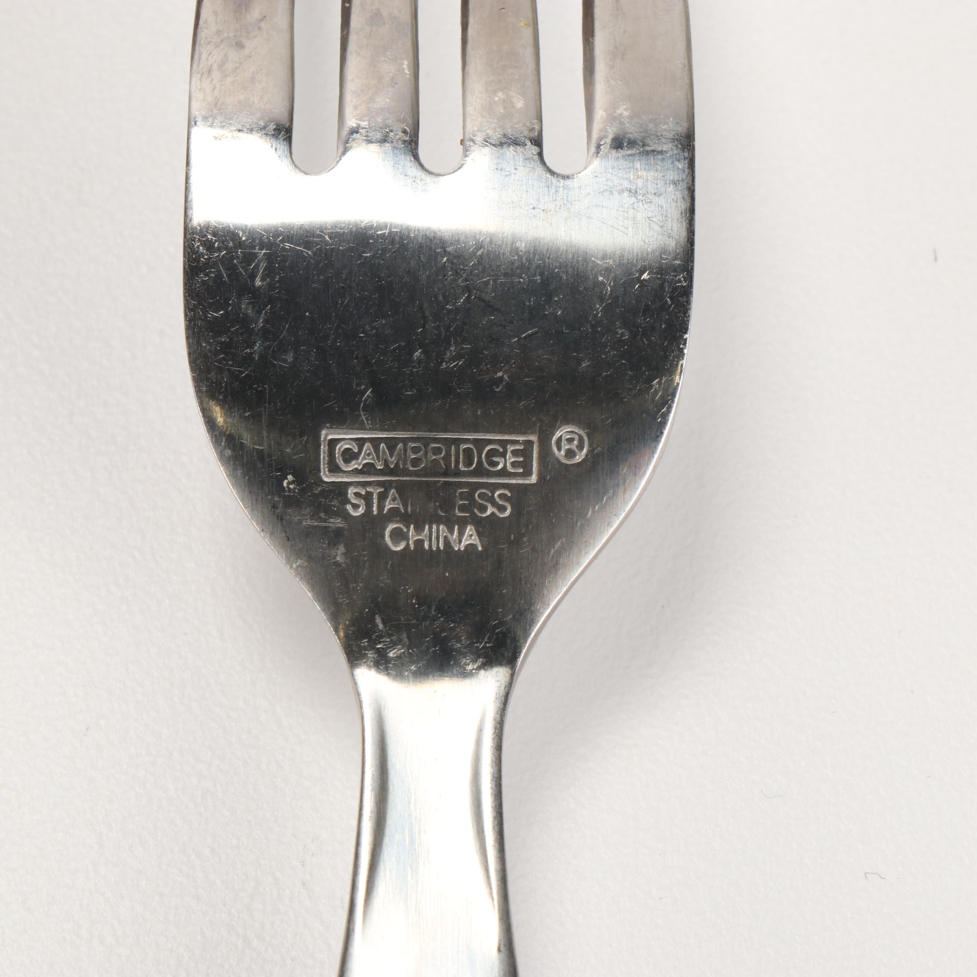 Cambridge "Bamboo" Flatware and Porcelain Lidded Pot with Ecclesiastical Crest