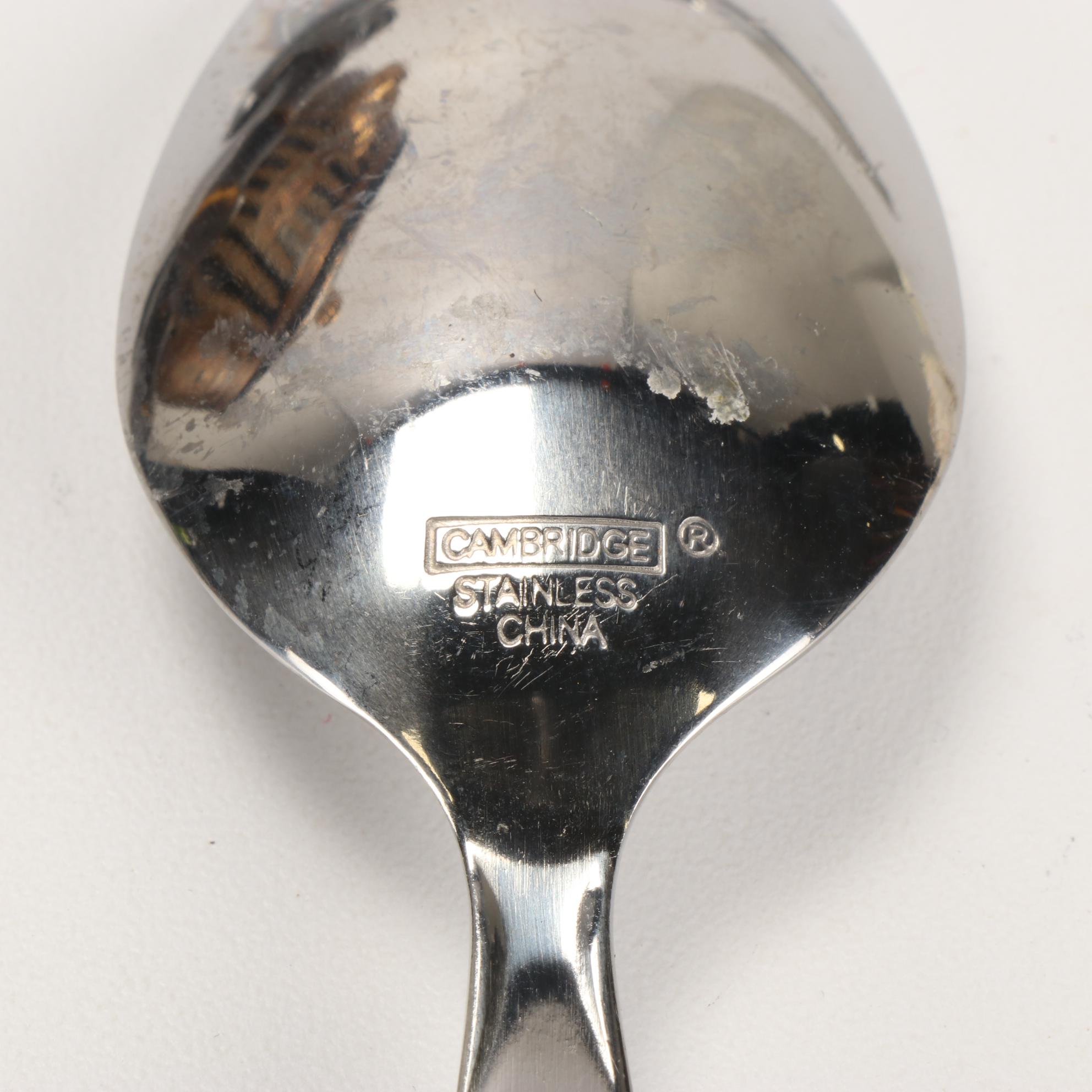 Cambridge "Bamboo" Flatware and Porcelain Lidded Pot with Ecclesiastical Crest